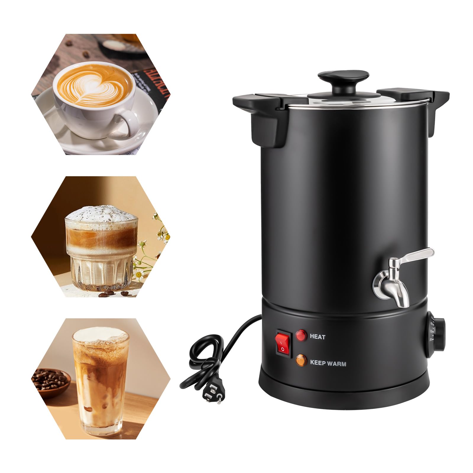 Premium 8L Commercial Coffee Urn - Stainless Steel Percolator Coffee Maker & Hot Water Dispenser for Catering, Restaurants & Events - Ideal for Large Gatherings, Buffets & Office Use