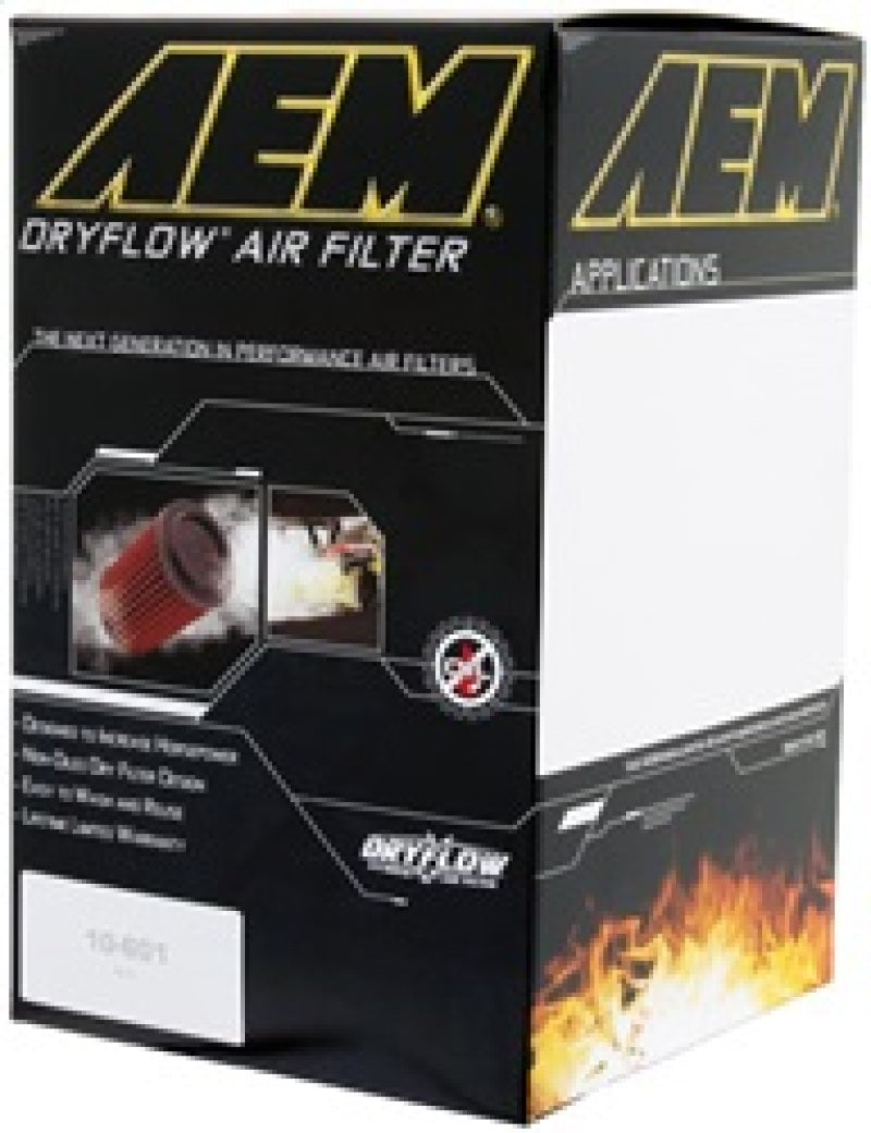 AEM DryFlow Performance Air Filter 2.75in ID x 6.25in OD x 8.25in H - Compatible with 2007-2014 Ford & Volvo Models - High Flow Replacement Filter for Improved Engine Performance & Fuel Efficiency - Perfect for Off-Road, Racing & Daily Driving