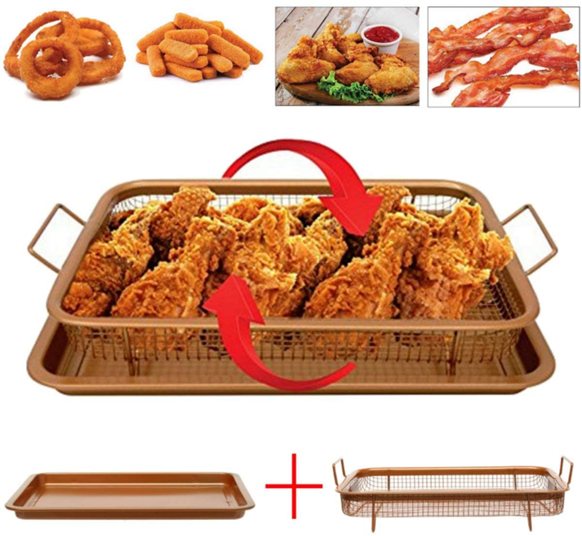 DODY Nonstick Oven Crisper Tray & Air Fryer Basket Set - 1 Piece Baking Pan for French Fries, Frozen Foods & Healthy Cooking | Perfect for Air Fryers, Toaster Ovens & Home Kitchen Use