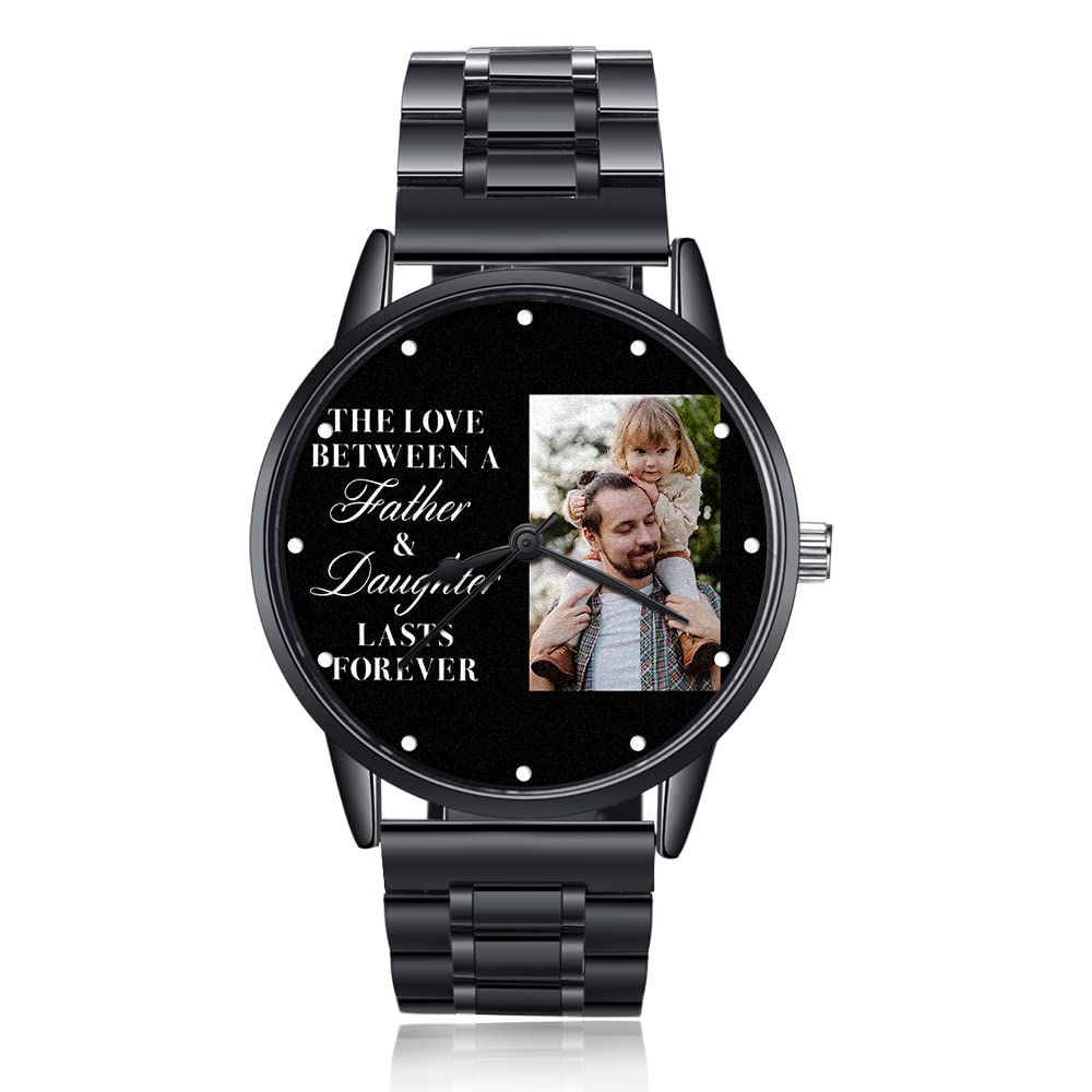 Custom Photo Watch for Men - Personalized Name & Picture Engraved Watch - Unique Gift for Husband, Dad, Boyfriend - Perfect for Anniversaries, Birthdays & Father's Day - Joyforisa Men's Engraved Watch
