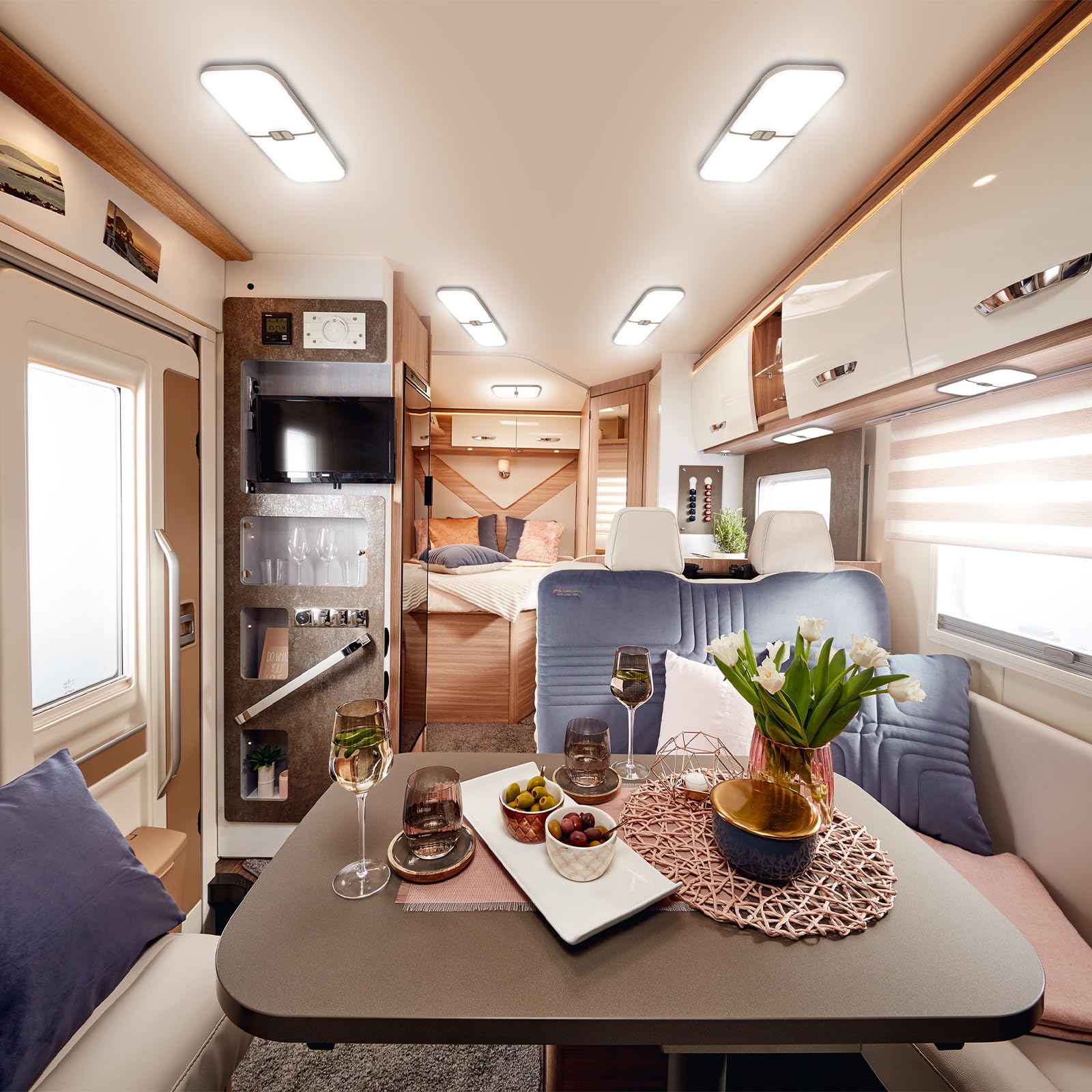 **1800LM 204 LED Dimmable RV Interior Lights - 12V RV Ceiling Dome Light with Switch (Warm/Cool/Natural White) - 5 Pack for RV, Camper, Trailer, Boat - Perfect for Nighttime Reading & Cozy Ambiance**