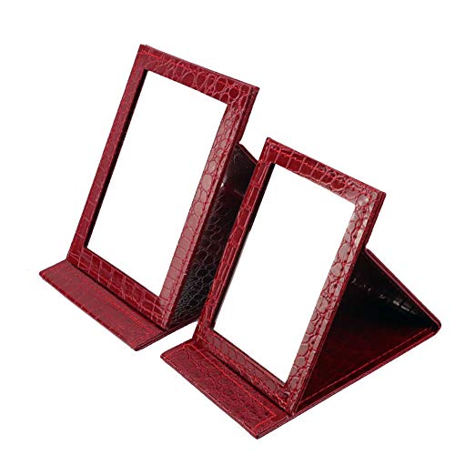 Oneuo Desktop Folding Mirror Set of 2 - Portable Travel Vanity Mirror with Stand, Handheld Beauty Mirror for Makeup, Dressing Table & On-the-Go Touch Ups - Perfect for Home, Office, Travel & Salon Use