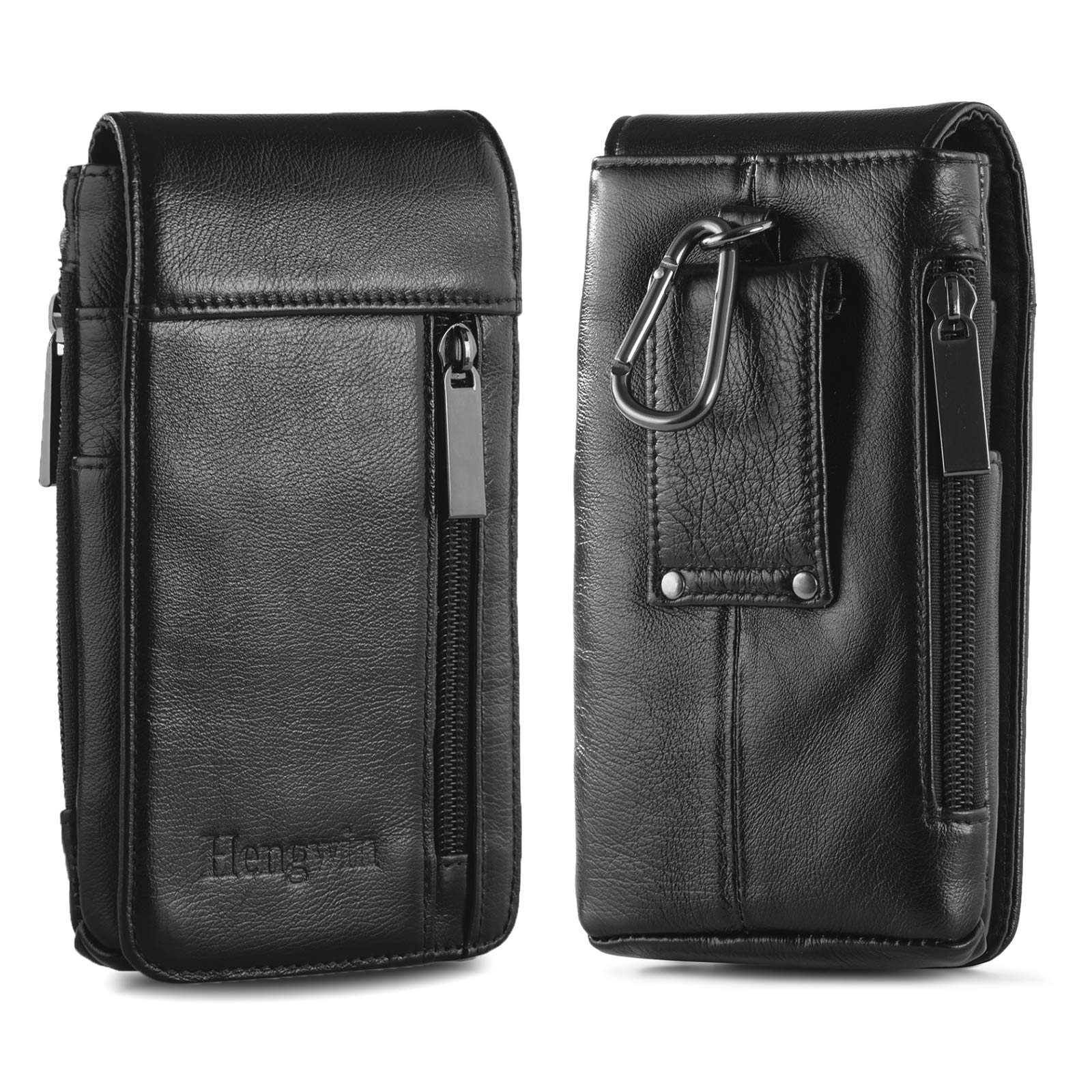 Genuine Leather Phone Holster for iPhone 16/15/14/13/12 Pro Max & Samsung Galaxy S24/S25 Ultra - Belt Clip Pouch Case (Black) | Perfect for Outdoor Activities, Work & Travel