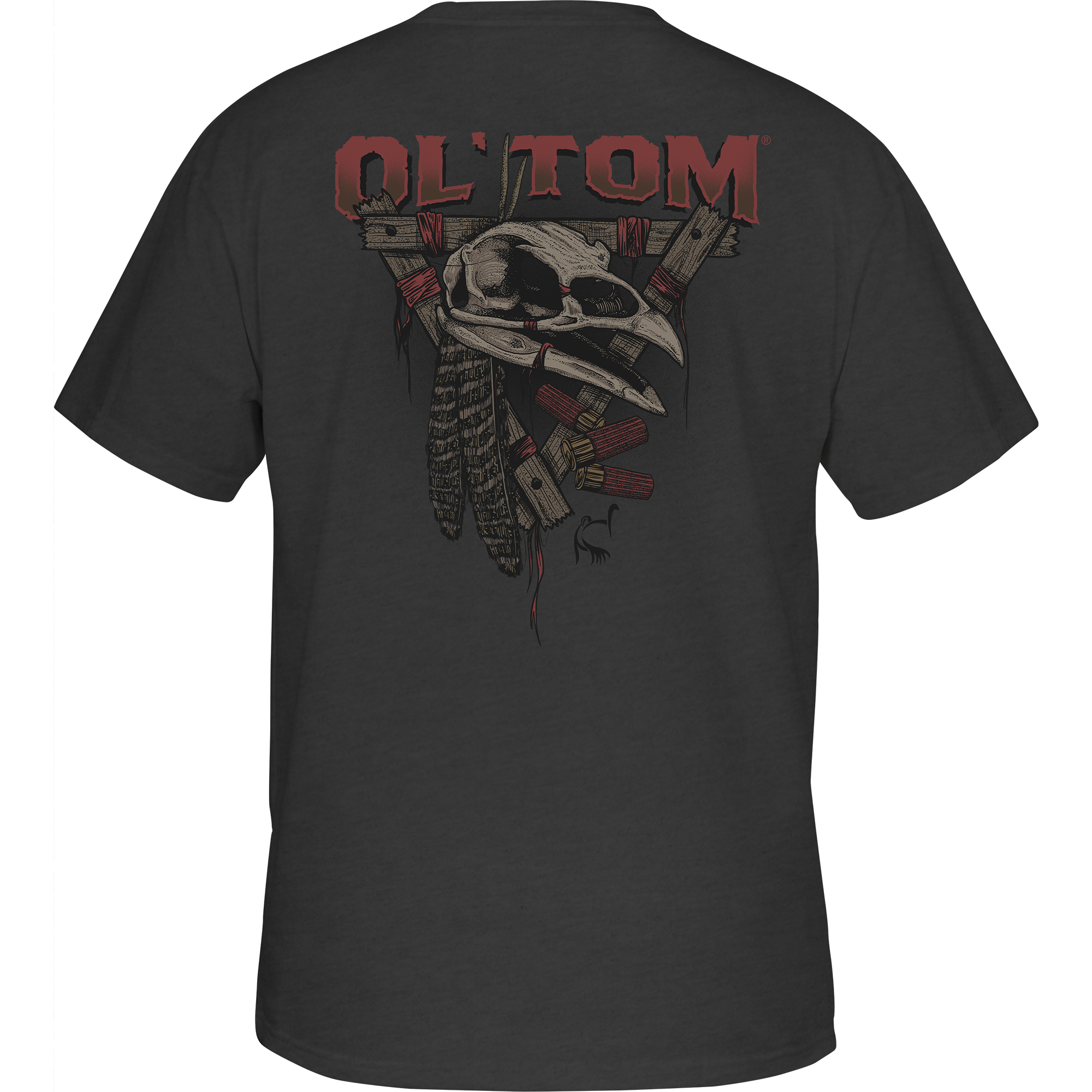 Ol' Tom Gobbler Skull Graphic T-Shirt for Men - Vintage Turkey Hunting Apparel for Outdoor Enthusiasts