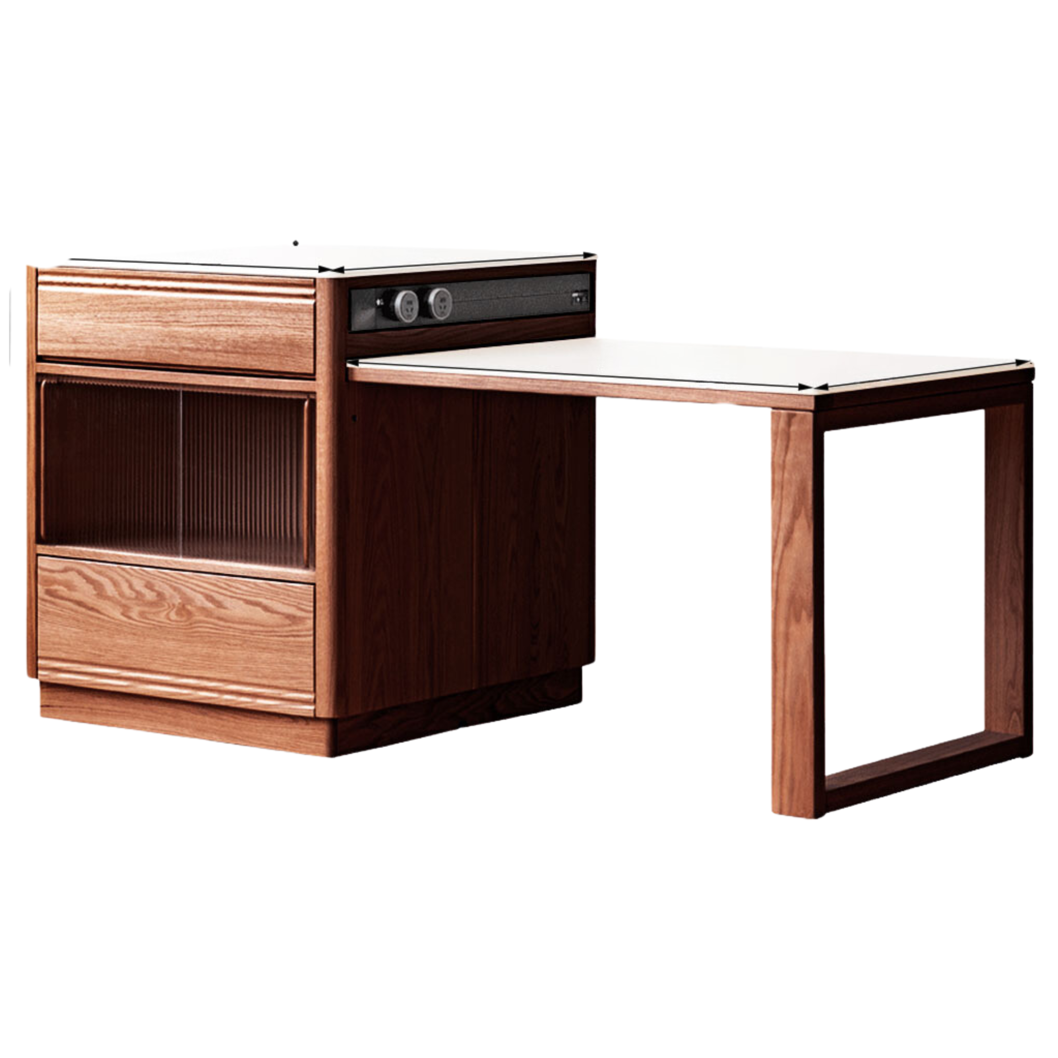 Solid Oak Wood Kitchen Island with Extendable Table and Retractable Cutting Board - Perfect for Small Kitchens, Dining, and Food Prep