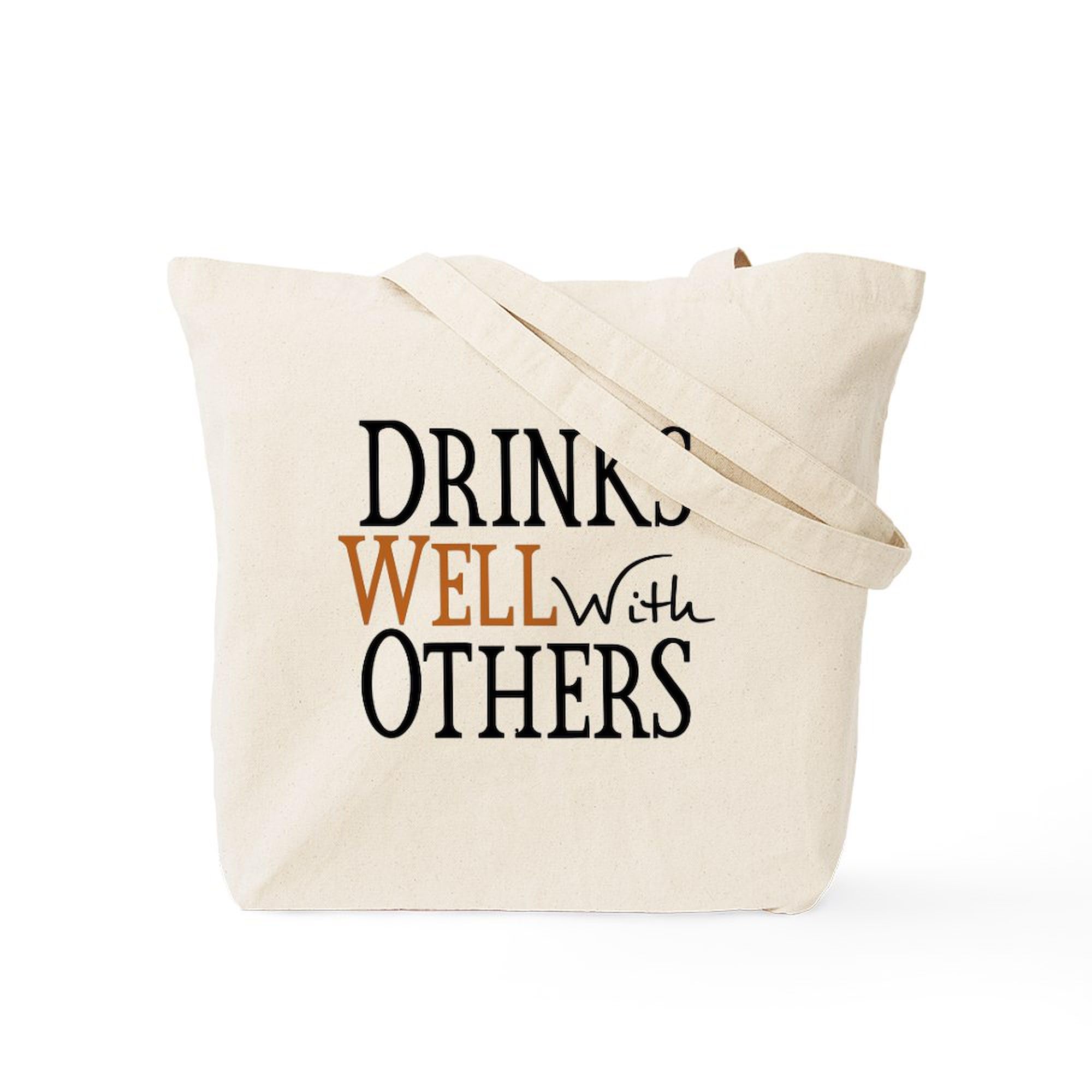 Drinks Well With Others Tote Bag - Natural Canvas Reusable Shopping Tote - Perfect for Groceries, Beach Trips & Everyday Use