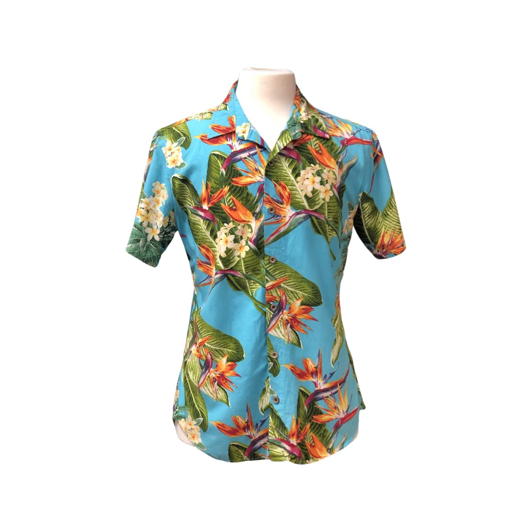 Men's Birds of Paradise Short Sleeve Hawaiian Aloha Shirt - Tropical Summer Casual Wear for Beach Vacation & Luau Parties