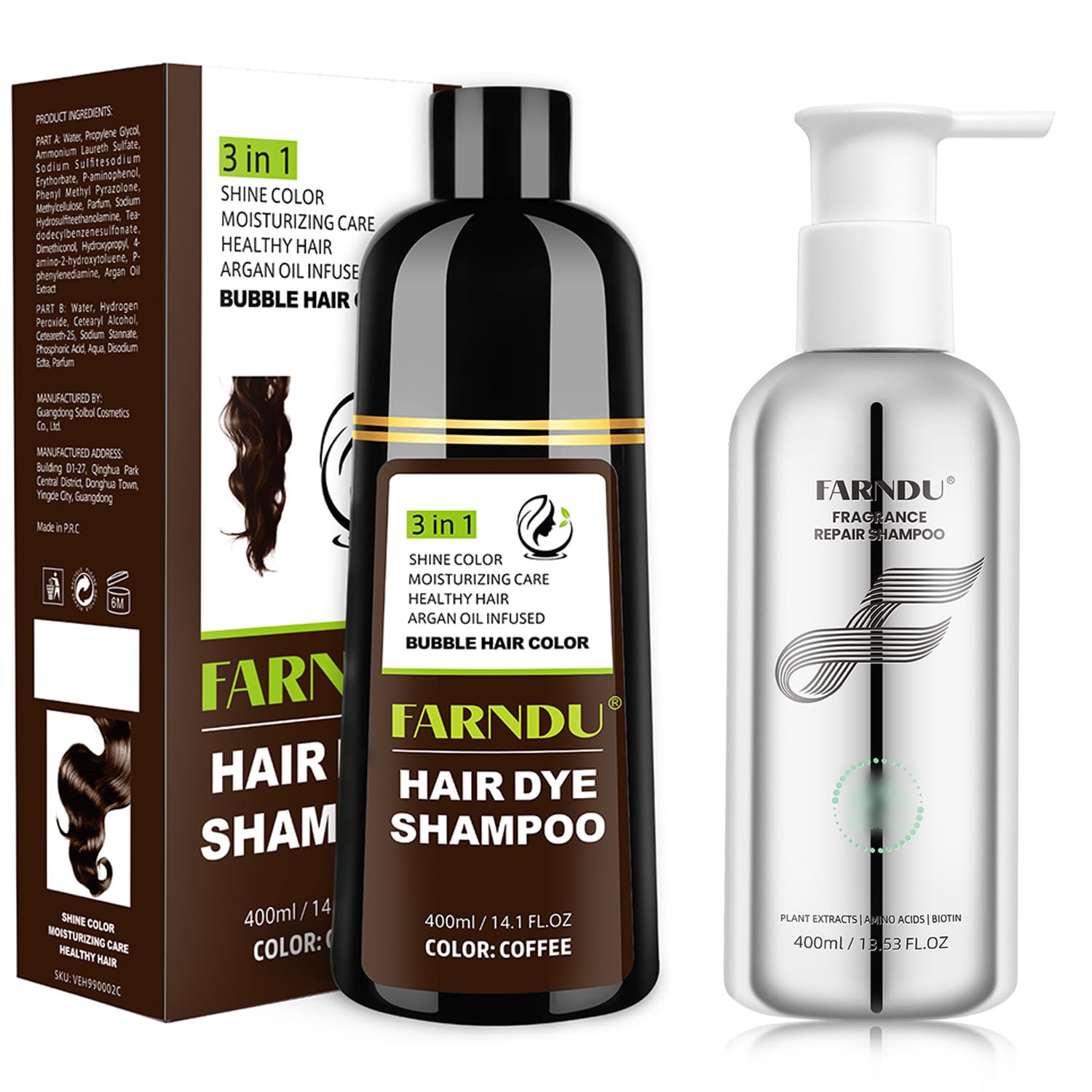 Coffee Hair Dye Shampoo - Natural Hair Color & Growth Treatment for Damaged Hair | At-Home Coloring & Repair for Men & Women