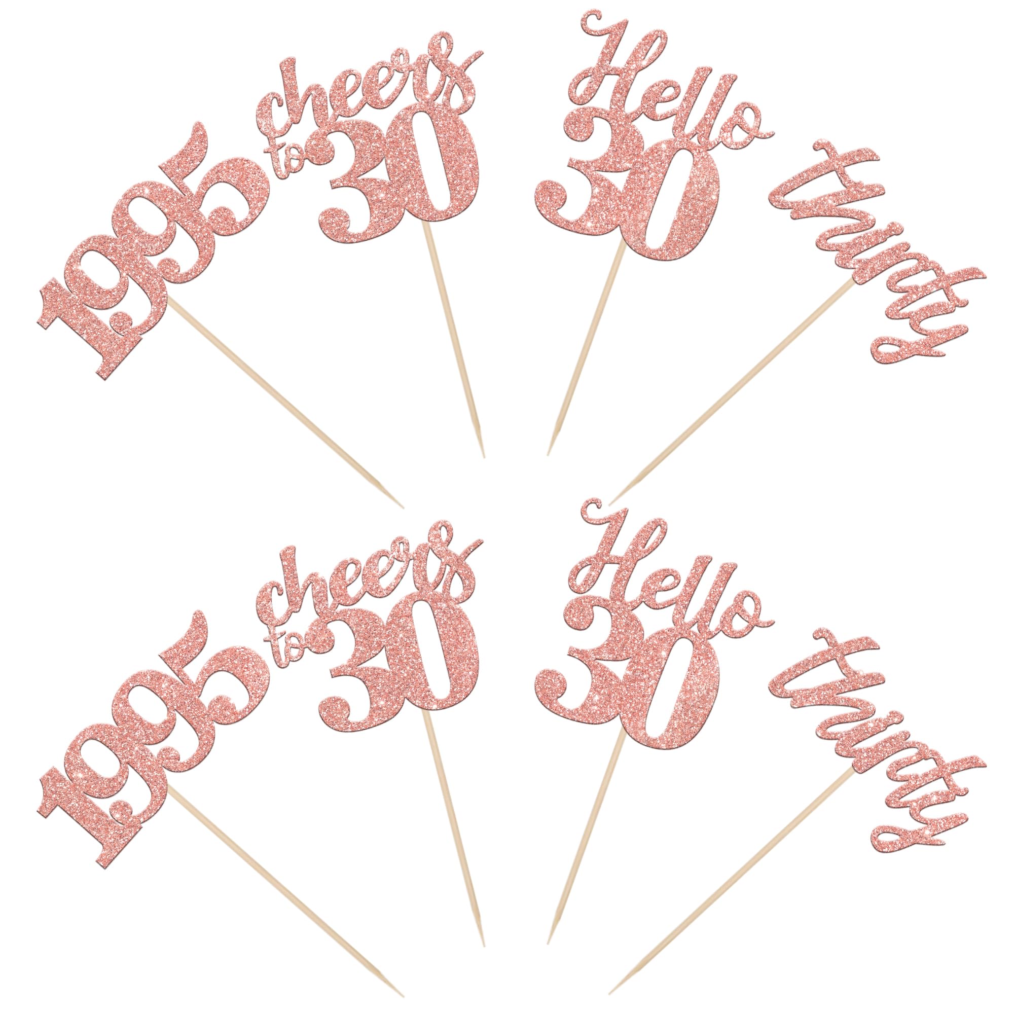 24 PCS 30th Birthday Cupcake Toppers - Glitter 