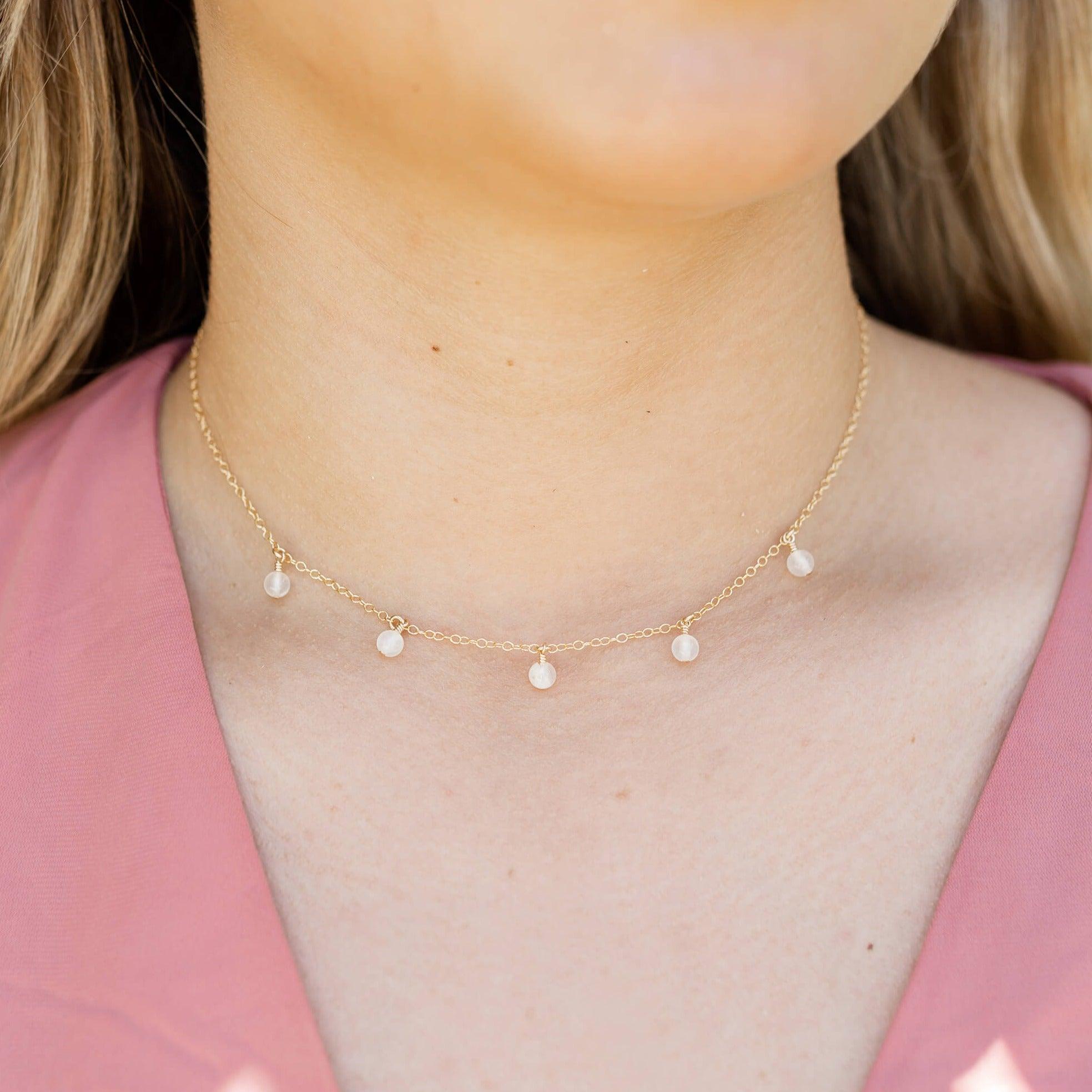 Natural Selenite Bead Drop Choker Necklace - Healing Crystal Jewelry for Women, Boho Style Spiritual Gift for Meditation & Energy Cleansing - Perfect for Yoga, Reiki & Chakra Balancing