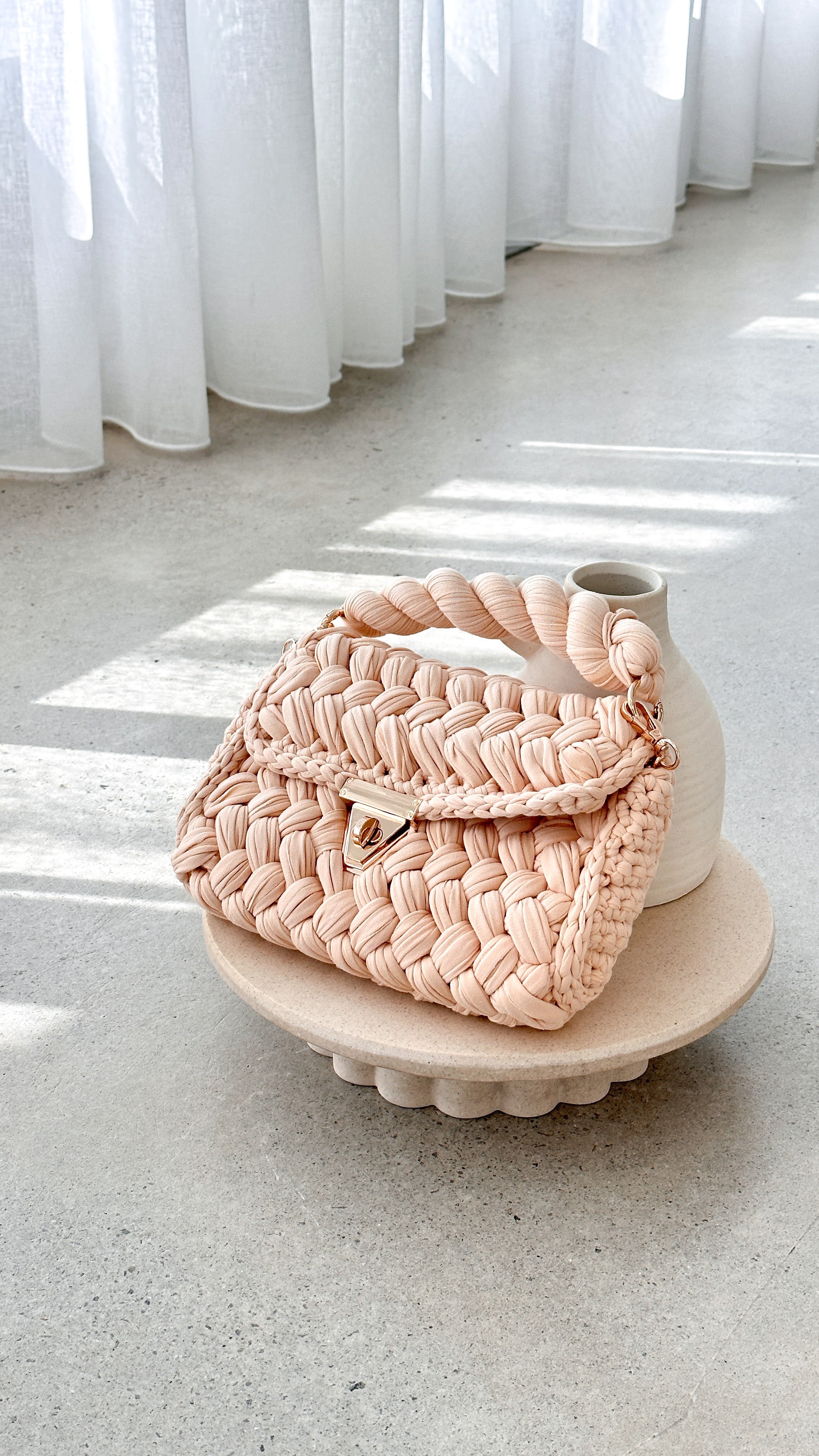 Annabel Chunky Plaited Handbag for Women - Stylish Cream Crossbody Purse with Adjustable Strap, Perfect for Work, Travel and Everyday Use