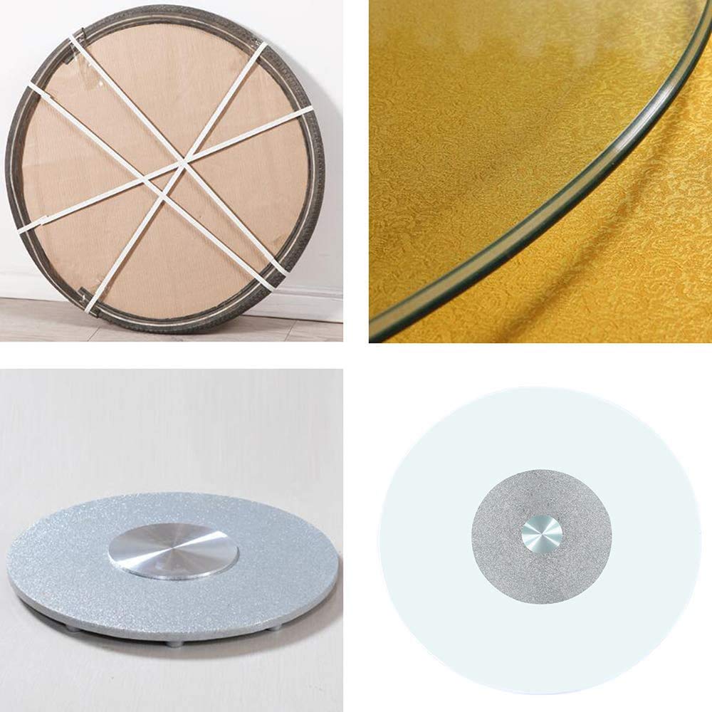 24 Inch Round Rotating Tray - Tempered Glass Lazy Susan Turntable with Silent Metal Base for Dining Table | Smooth Serving Plate, Easy to Clean | Perfect for Family Meals, Buffets & Entertaining Guests