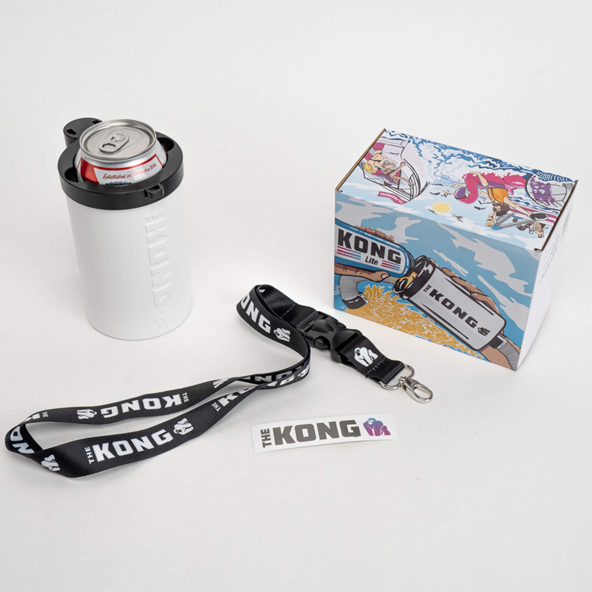 KONG 2.0 Portable Can & Bottle Cooler Cup with Detachable Expandable Hose - Pink Drink Funnel for Camping, Beach & Outdoor Activities