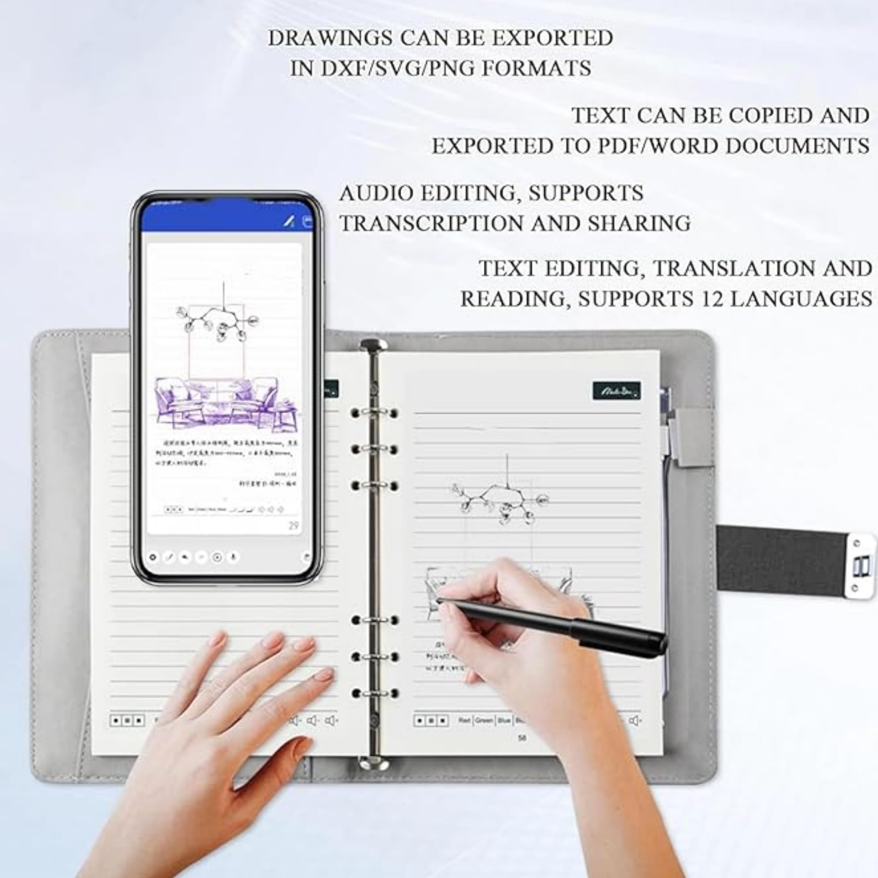 Synctify Digital Sketchbook Pro Set V2 - Smart Sync Pen & Bluetooth Notebook for Artists, A4 Size (Black) | Perfect for Digital Drawing, Note Taking & Creative Work on the Go
