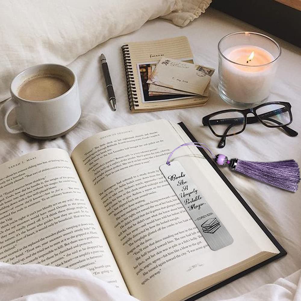 Stainless Steel Engraved Bookmark - Unique Portable Magic Bookmark for Women, Book Lovers & Librarians - Funny Book Accessory Gift for Best Friends, Teachers Birthday - Perfect for Reading, Book Clubs & Gifting