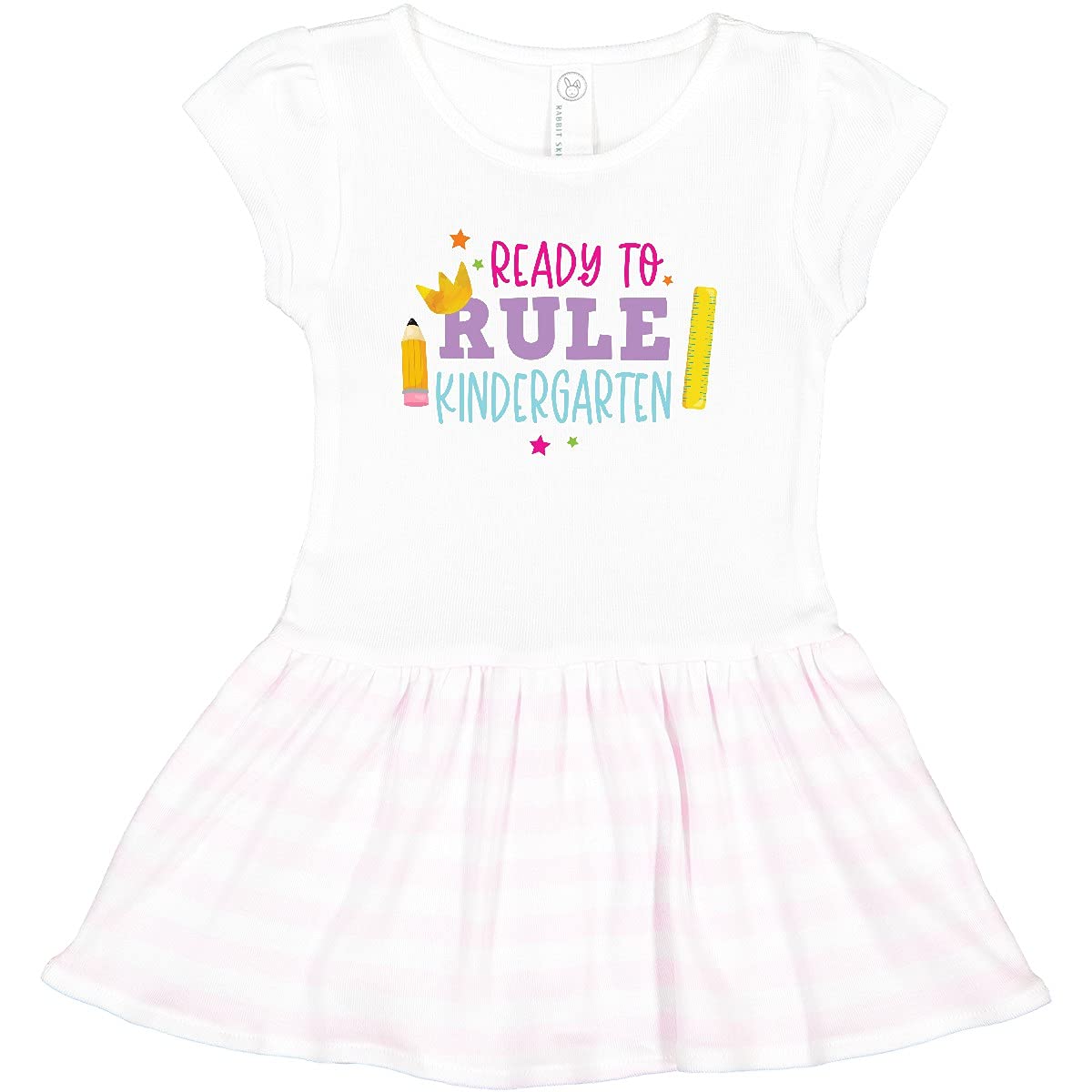 Inktastic Ready to Rule Kindergarten Toddler Dress - Cute Back to School Outfit for Girls | First Day of School, Preschool Graduation & Photo Shoot