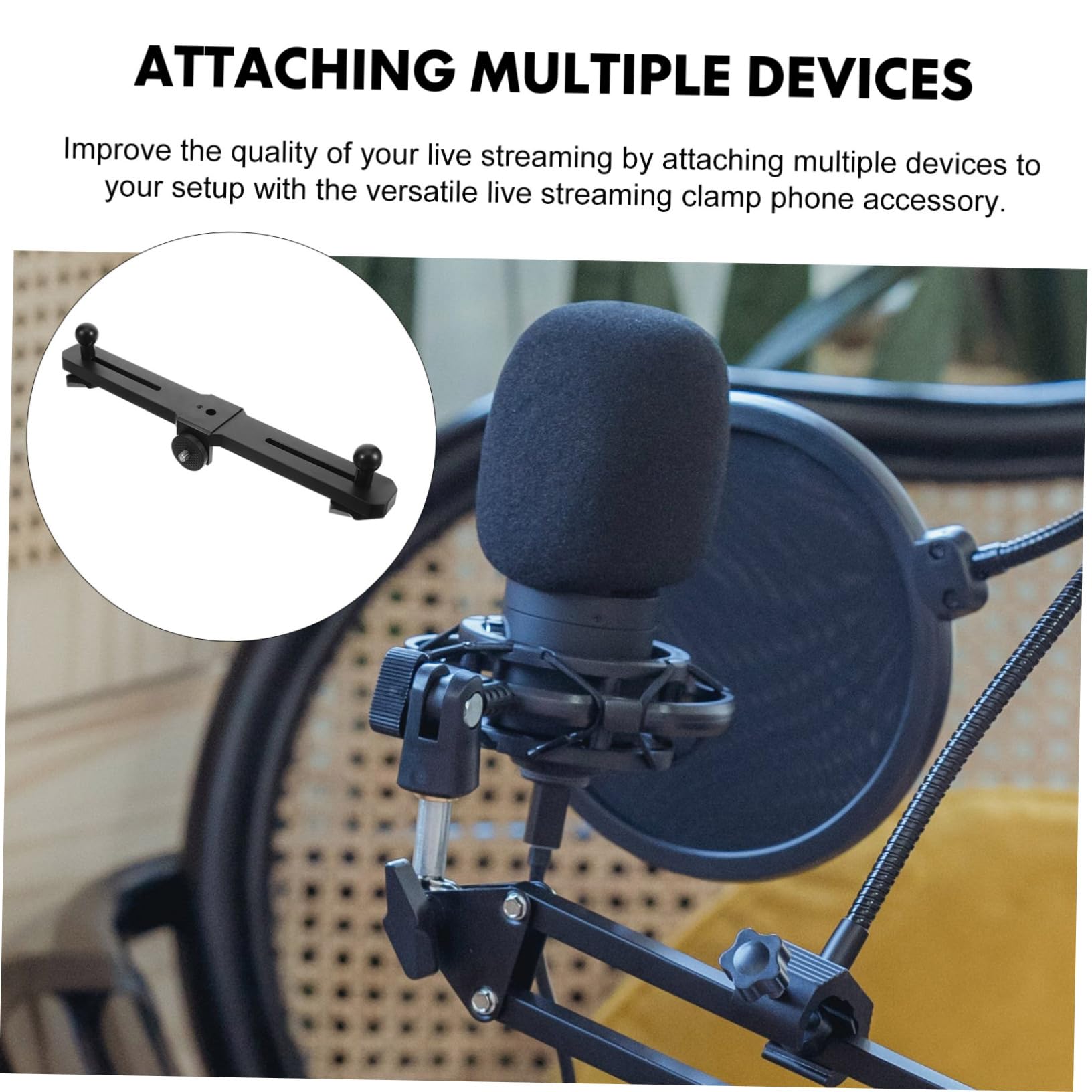 Toyvian Adjustable Metal Phone Tripod Stand - Universal Smartphone & DSLR Camera Mount with Secure Clip for Live Streaming, Video Calls, and Photography