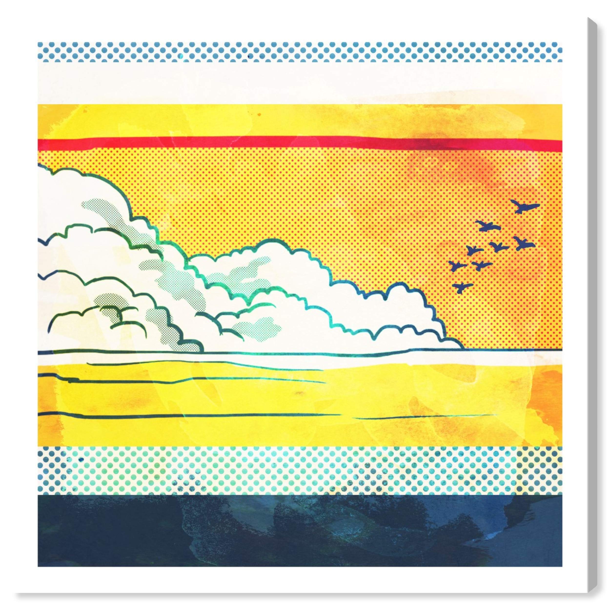 Oliver Gal Artist Co. 'Comic Sunset' Wall Art Canvas Print - 24x24 Inch Yellow & White Advertising Style Home Decor - Perfect for Living Room, Bedroom & Office Wall Decoration