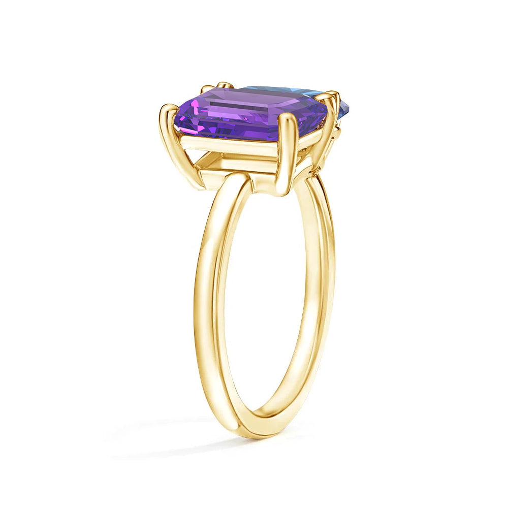 Personalized Toi et Moi Amethyst Birthstone Ring - Custom Anniversary Jewelry for Couples, Gift for Her, Romantic Proposal & Wedding Band