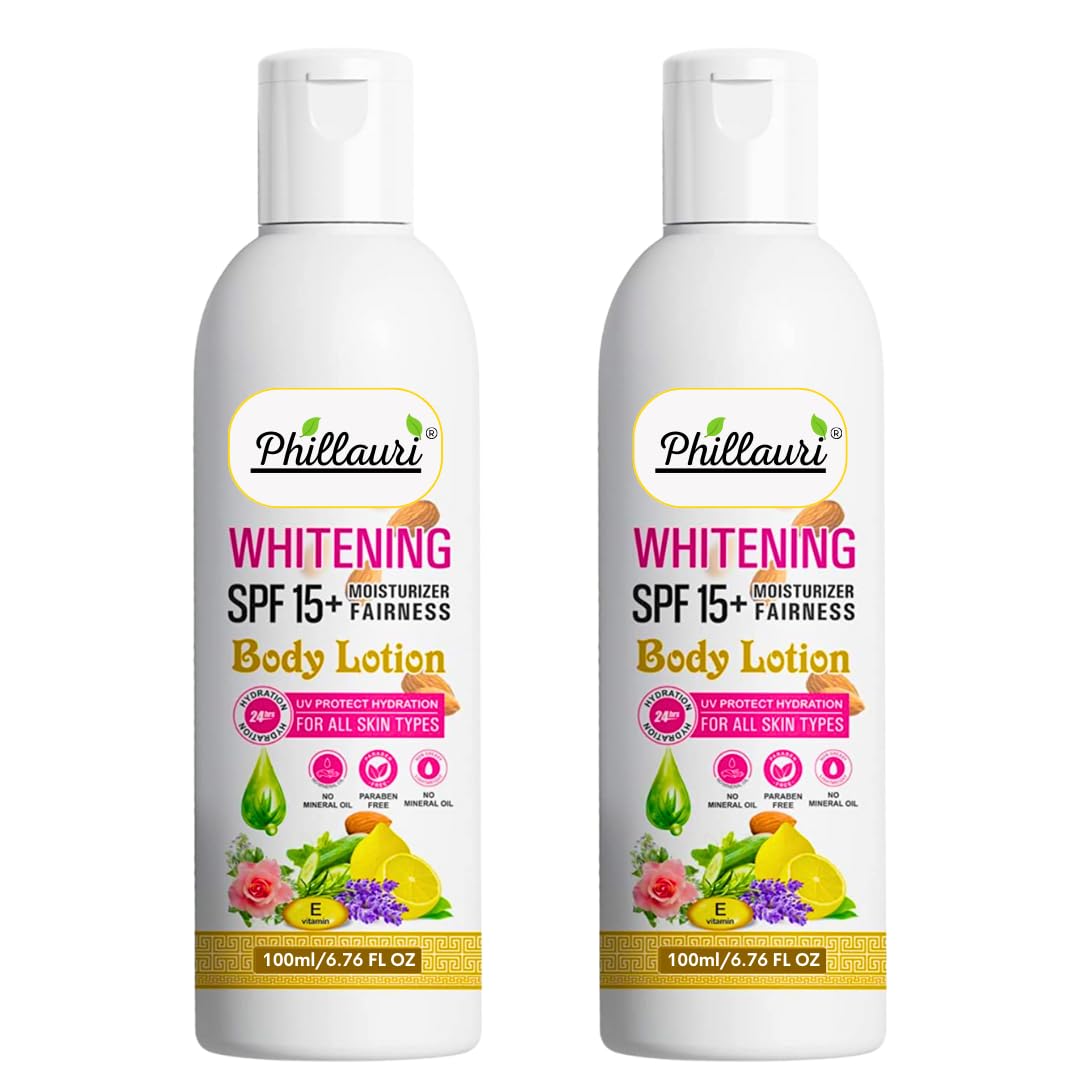 Phillauri SPF 15+ Moisturizing Body Lotion for Women & Men - Hydrating Dry Skin Care with Sun Protection | Pack of 2 | Perfect for Daily Use, Outdoor Activities & Sun Exposure