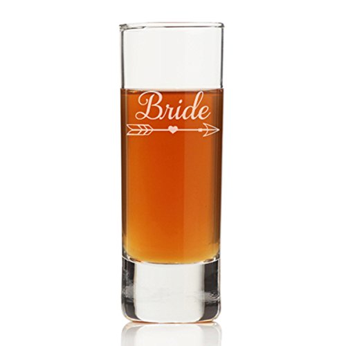 Bridal Arrow Tall Shot Glasses Set of 4 - Elegant Wedding Party Favors & Bachelorette Drinking Games Accessories