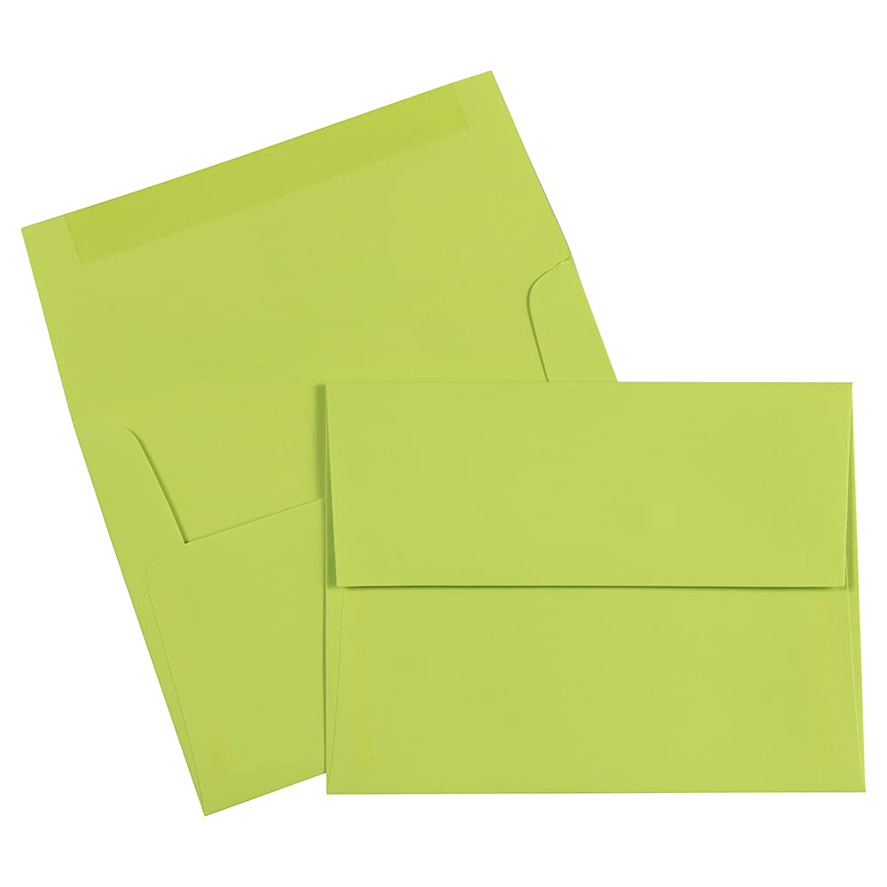 JAM PAPER A2 Colored Envelopes - 4 3/8 x 5 3/4 - Lime Green - 500/Box for Wedding Invitations