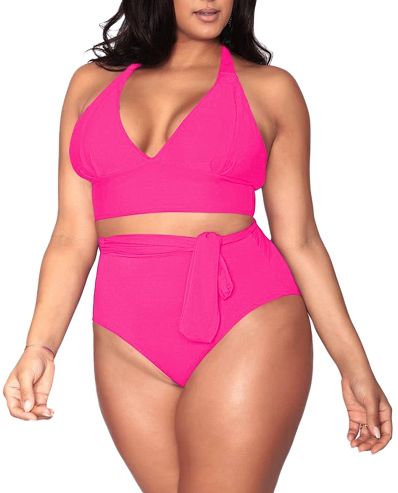 Sovoyontee Women's Plus Size High Waisted Tummy Control Swimwear - Full Coverage Bathing Suit for Beach, Pool & Vacation | Flattering One Piece Swimsuit for Curvy Women