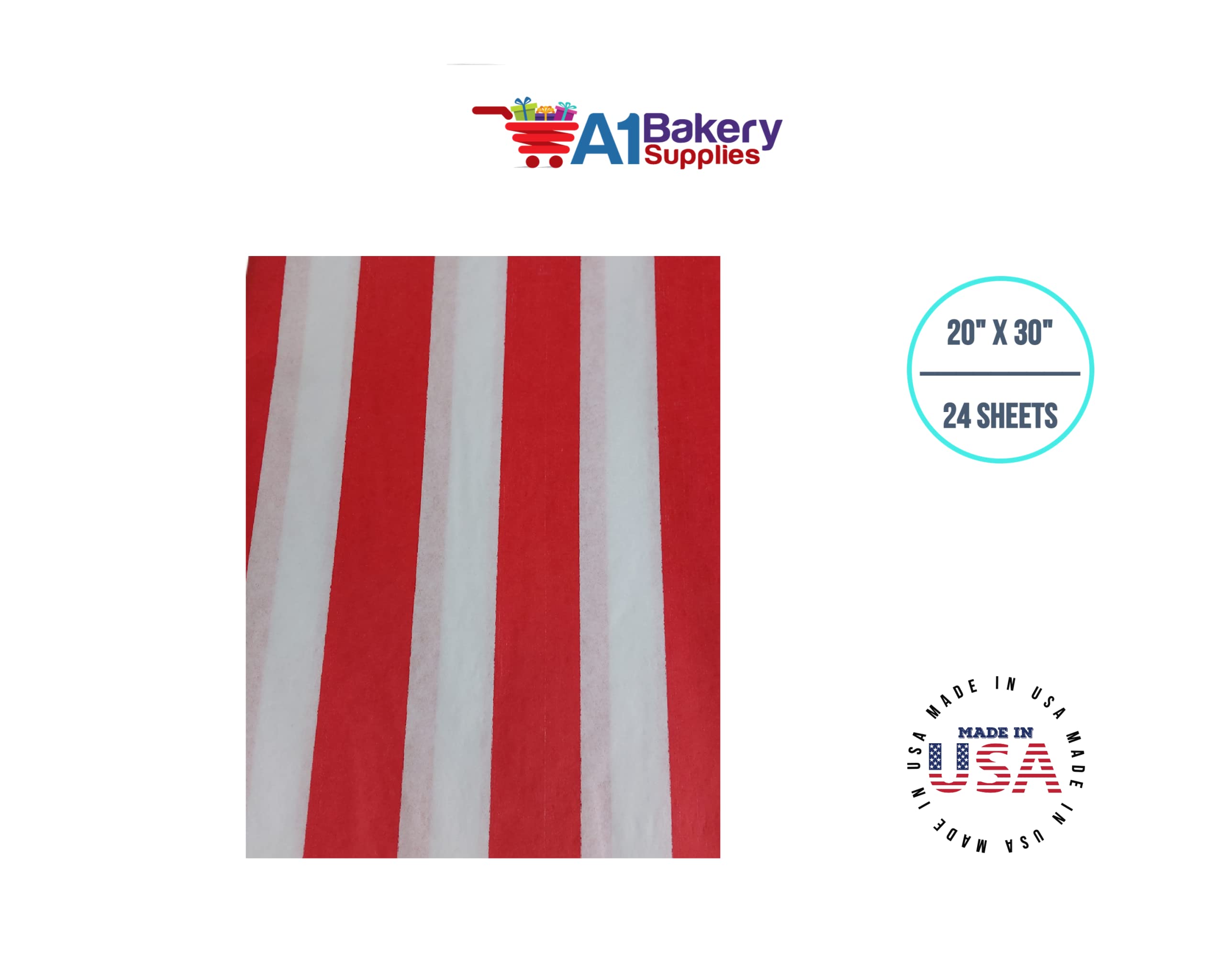 Premium Red & White Stripes Tissue Paper 20