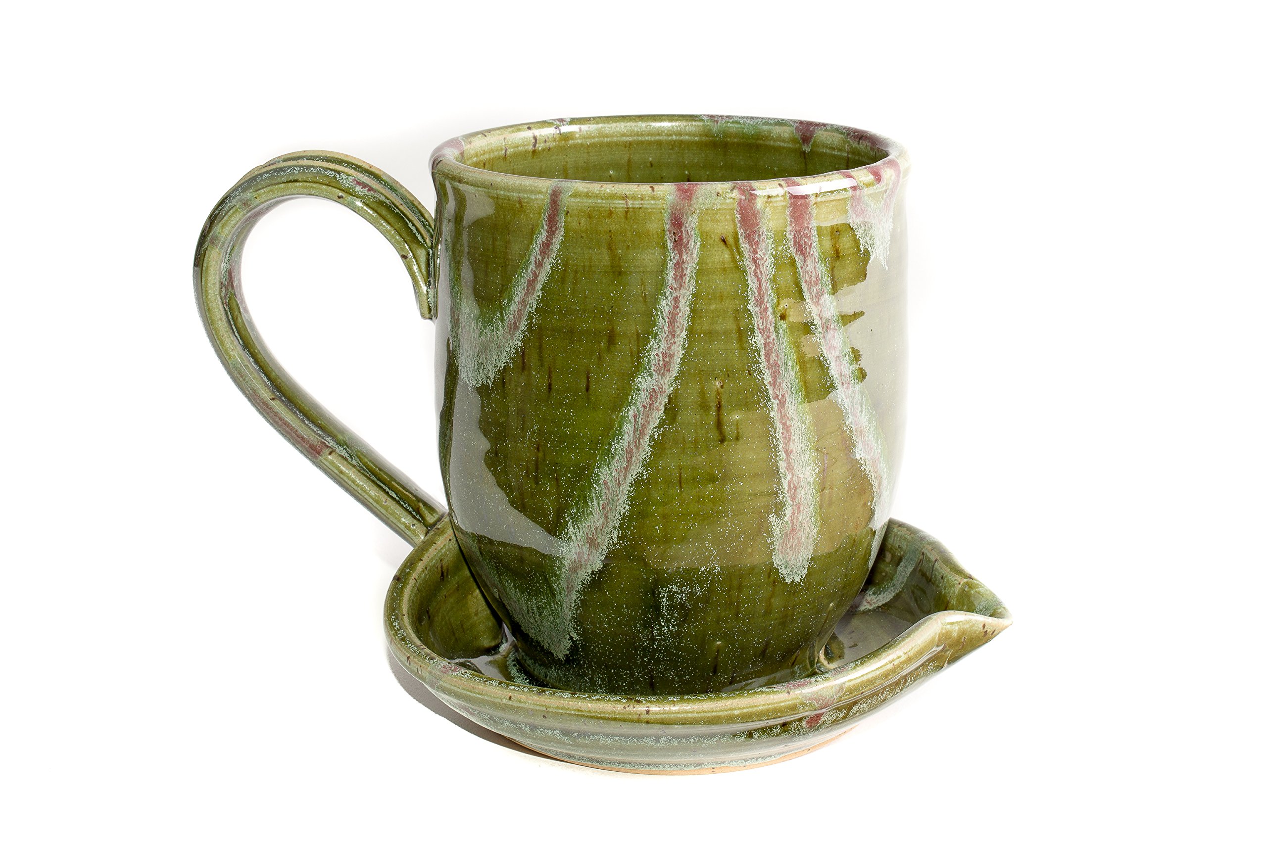 Premium Ceramic Bacon Cooker - Eco-Friendly Green with Raspberry Design | Perfect for Breakfast, Camping & Kitchen Gifts