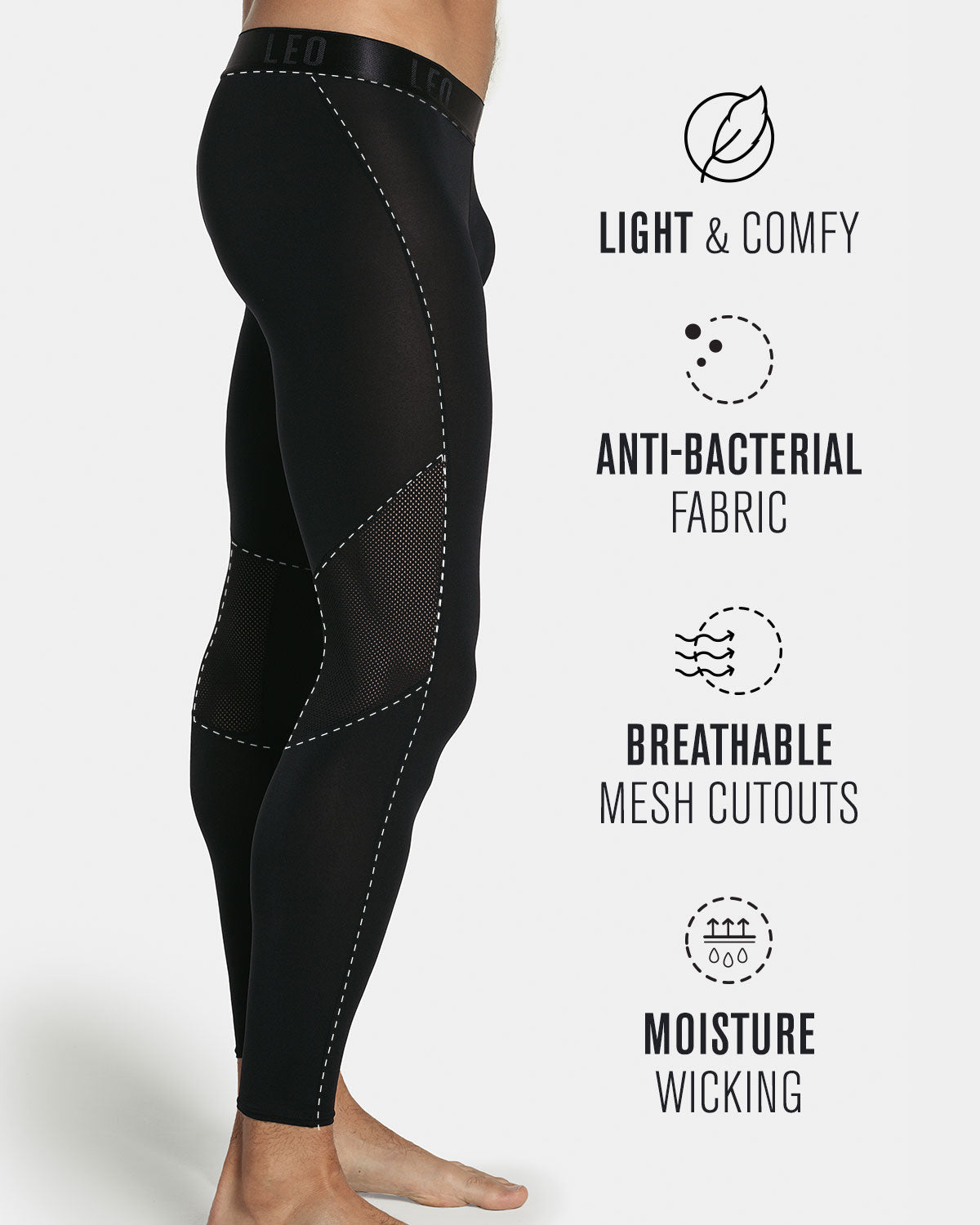 Men's Workout Tights - High Performance Compression Pants for Running, Gym & Training - Moisture Wicking & Breathable Activewear