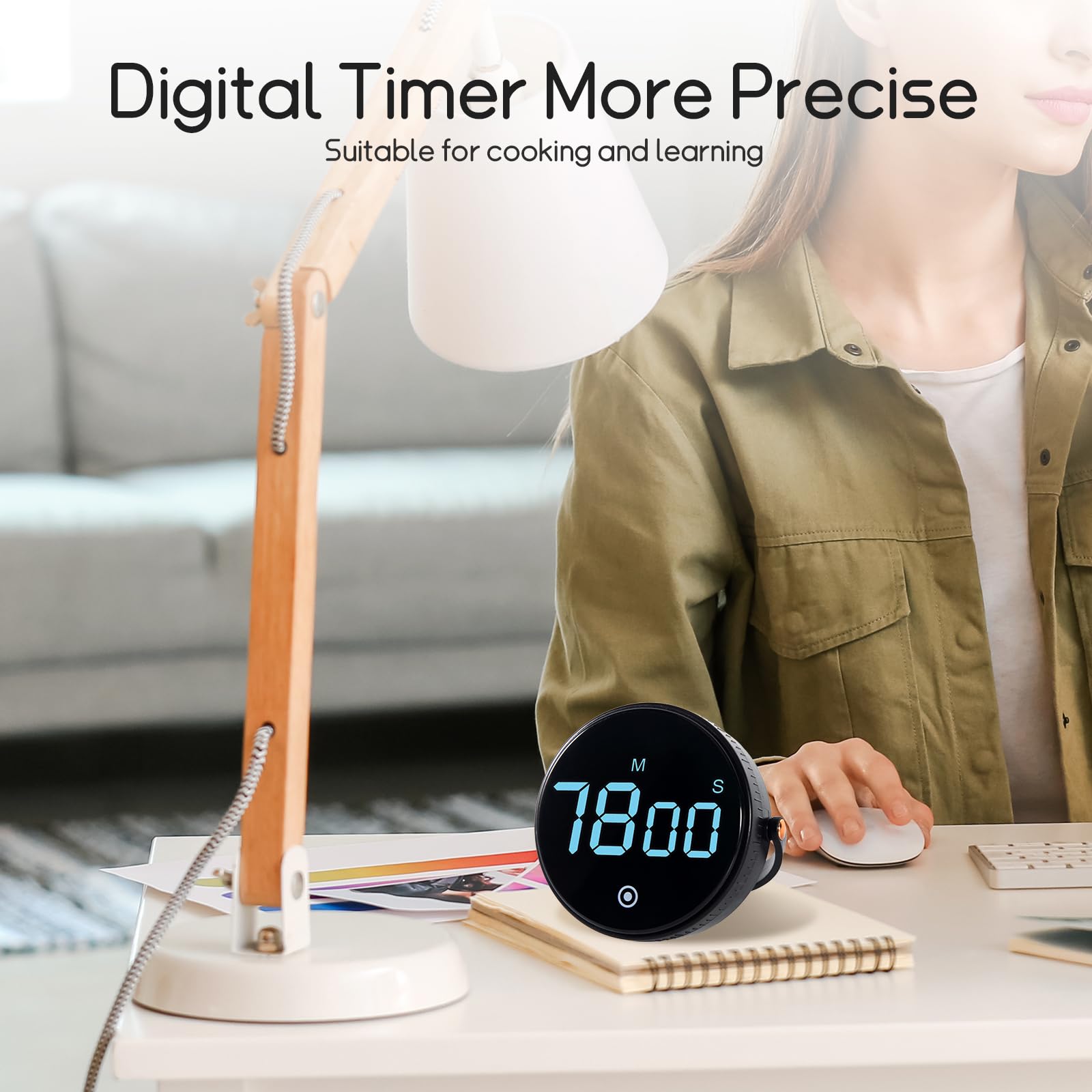 Magnetic Digital Kitchen Timer with LCD Display - Countdown Timer for Cooking, Baking, Gym & Classroom - Strong Magnet & Stand for Hands-Free Use