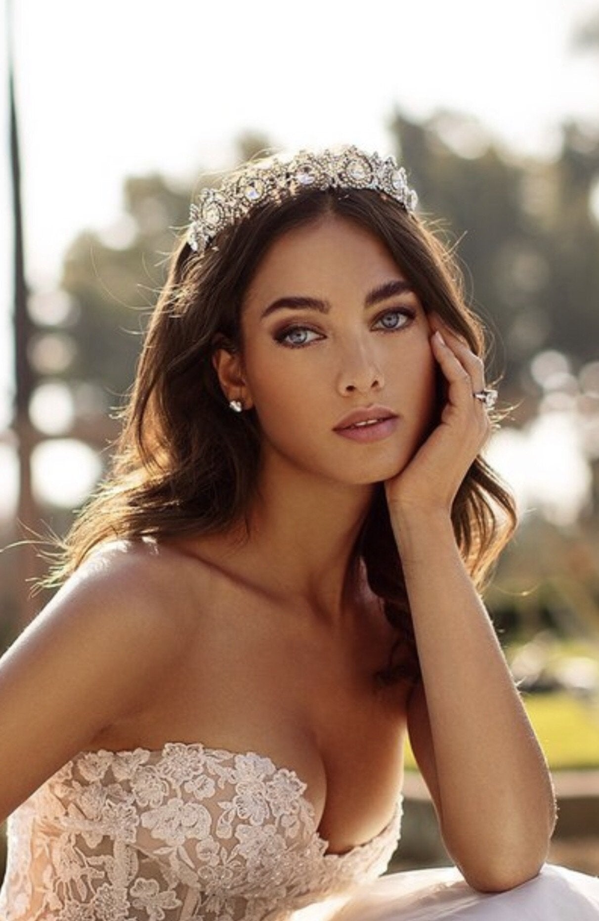 NOBLESSE Rose Gold Swarovski Crystal Wedding Tiara - Elegant Bridal Crown for Bride, Princess, Prom, Quinceañera & Special Occasions