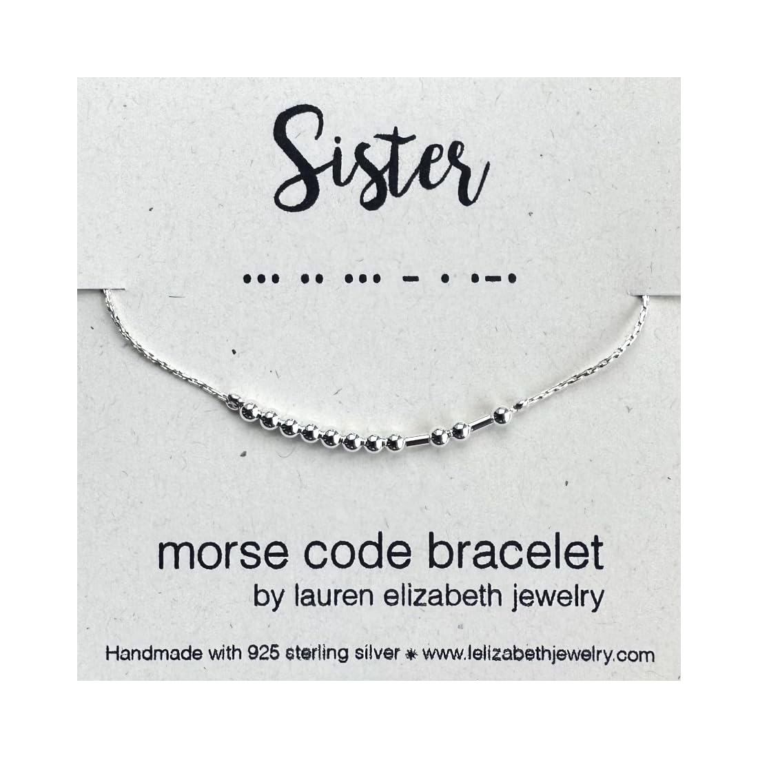 Sister Morse Code Bracelet - 925 Sterling Silver Handmade Jewelry Gift for Women - Adjustable 7