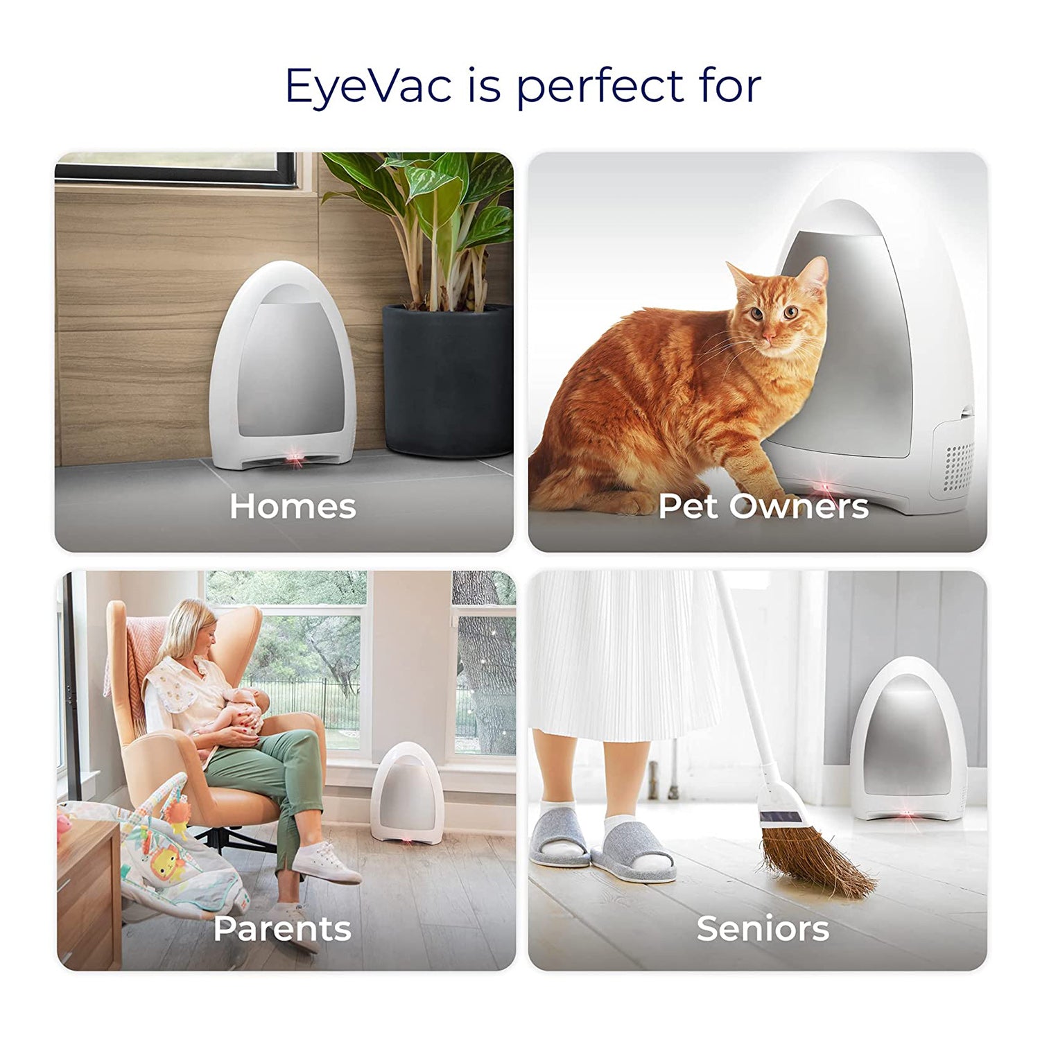 EyeVac Air Cordless Handheld Vacuum Cleaner - White & Silver | Portable for Home, Car, Office Cleaning | Lightweight & Powerful Suction