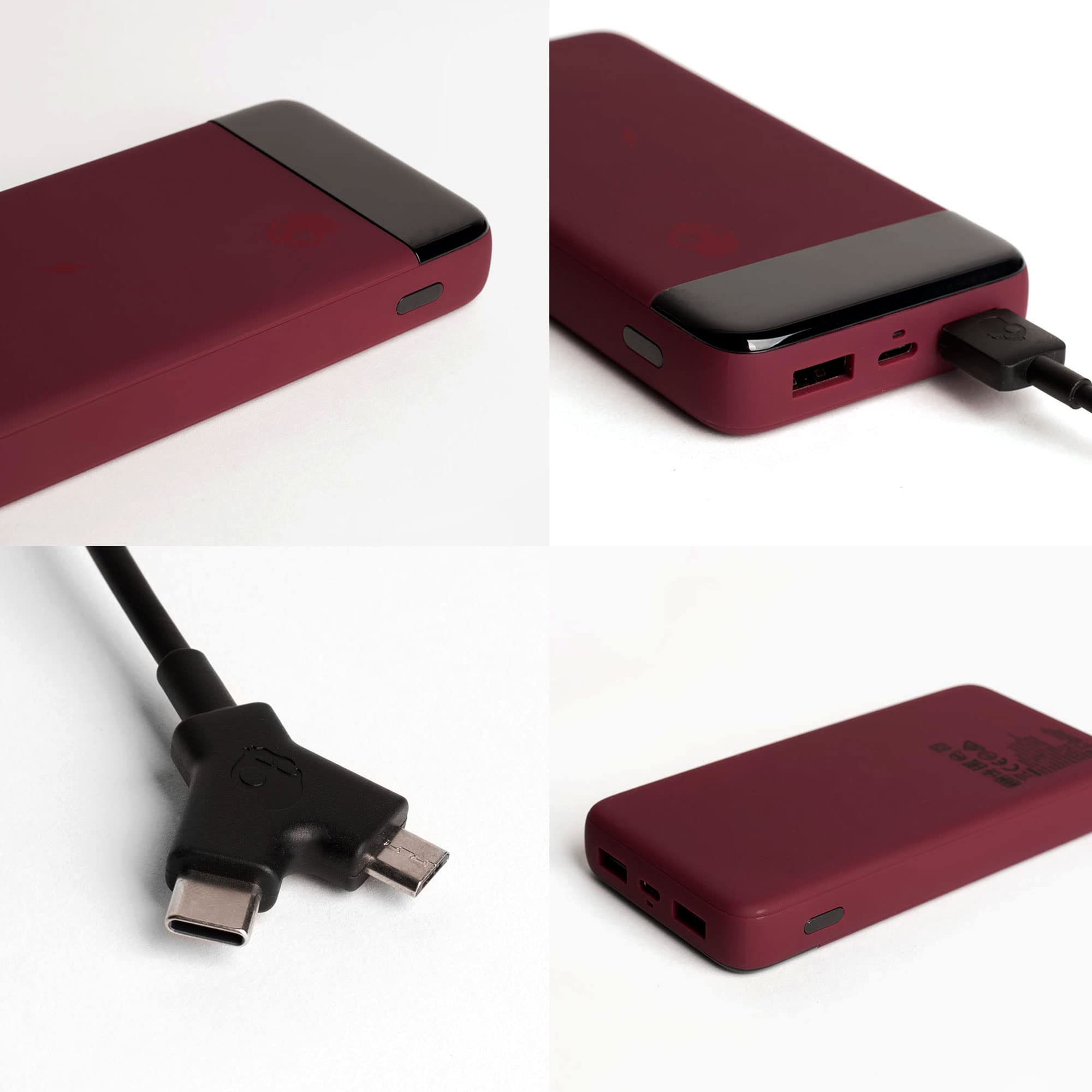 Skullcandy Stash Fuel 10000mAh Wireless Power Bank - 10W Fast Wireless Charging, USB-C & Dual USB-A Ports, Includes Micro USB/Type-C Cable (Grey/Blue) - Perfect for Travel, Camping & On-the-Go Charging