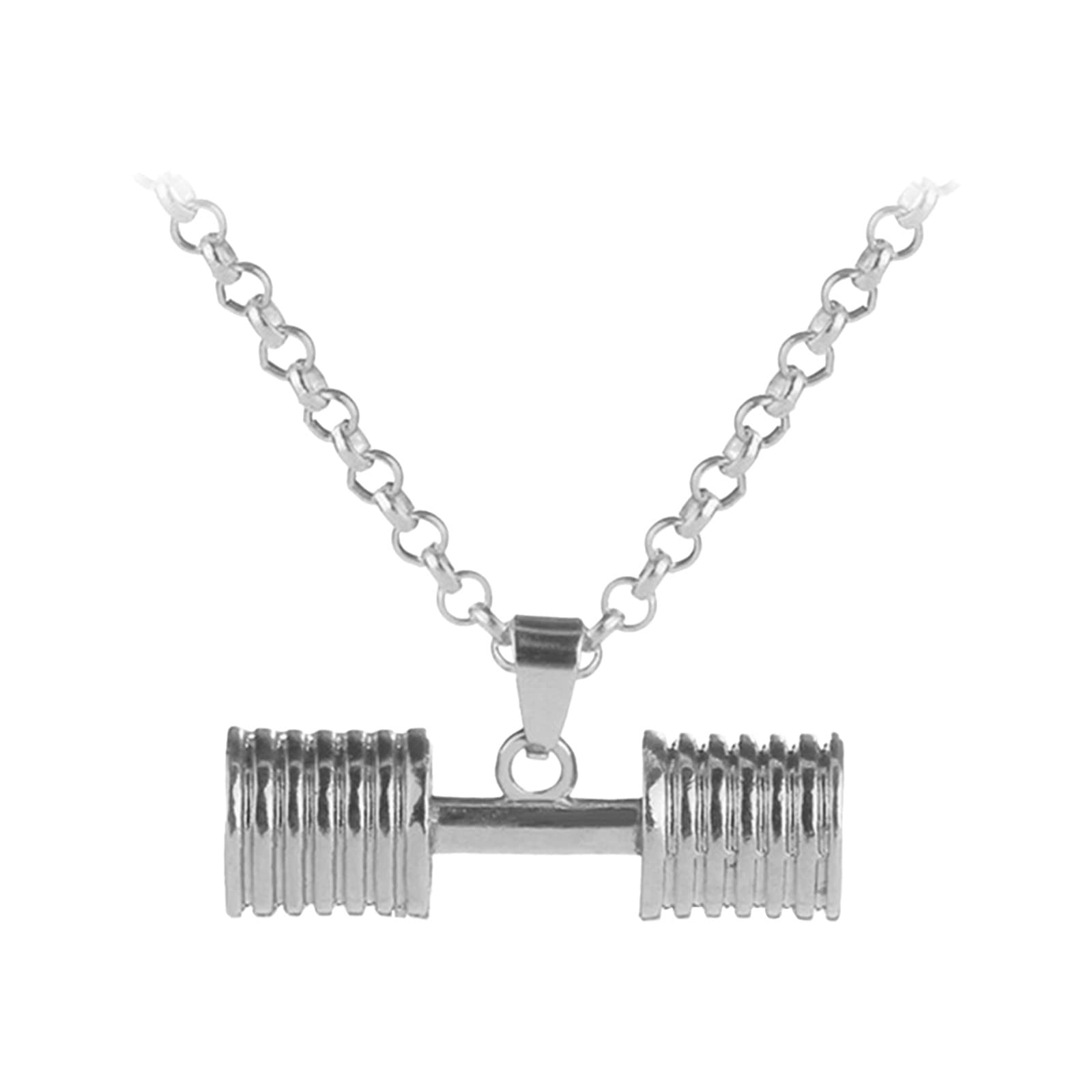 Fashion Barbell Pendant Necklace - Stylish Dumbbell Jewelry for Fitness Lovers - Cross Design Modern Accessory - Perfect for Gym, Workout & Everyday Wear (One Size)
