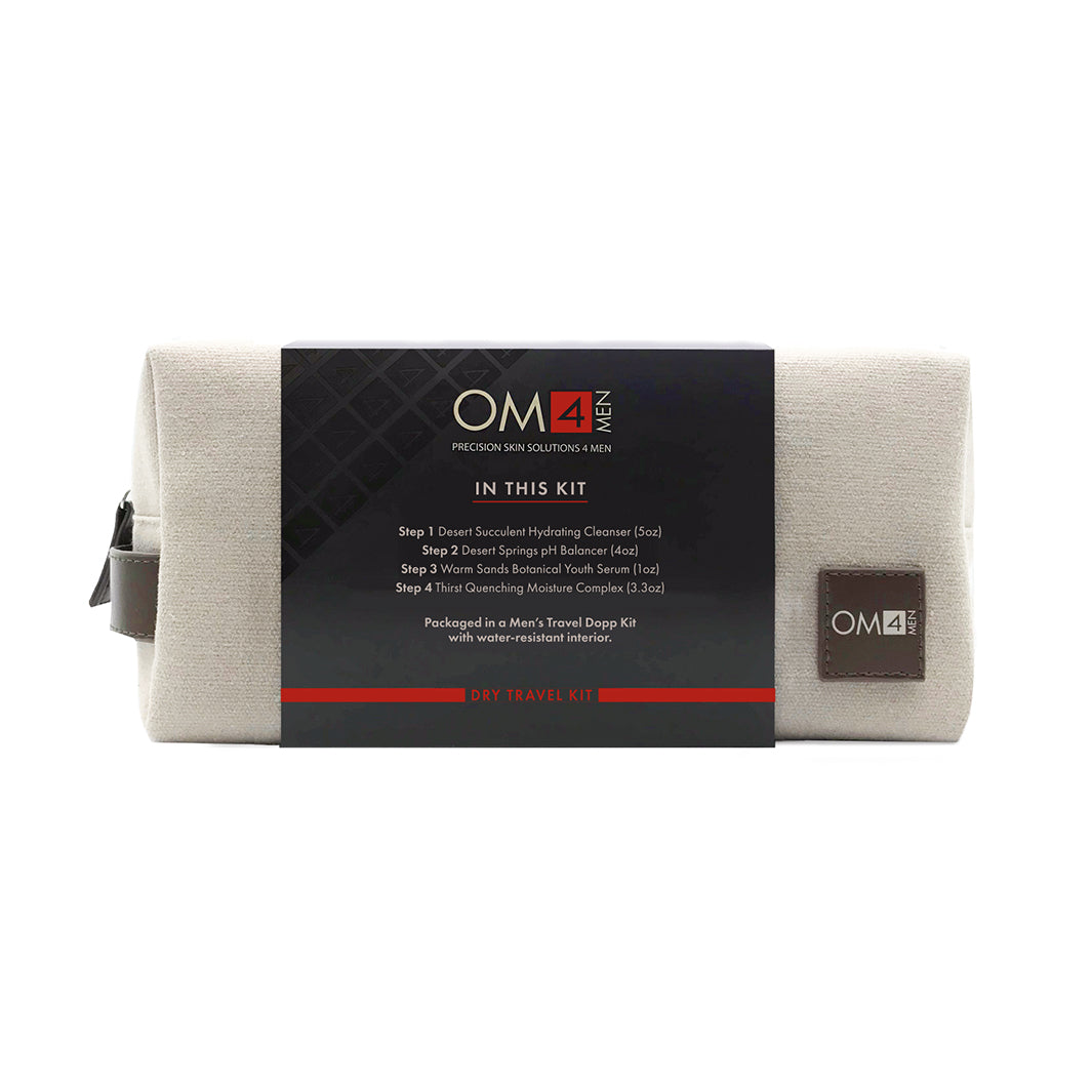 Organic OM4 Dry 4-Step Men's Hair Regimen Kit with Travel Bag - Complete Hair Care Solution for Home & On-The-Go