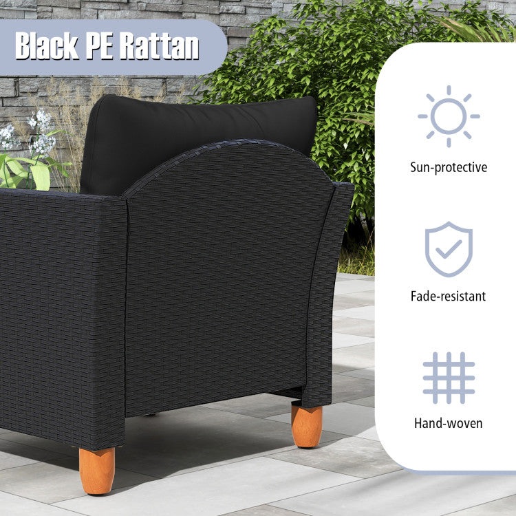 Costway 3-Piece Patio Furniture Set - Wicker Chairs & Acacia Wood Coffee Table for Outdoor Garden, Porch, or Poolside Relaxation
