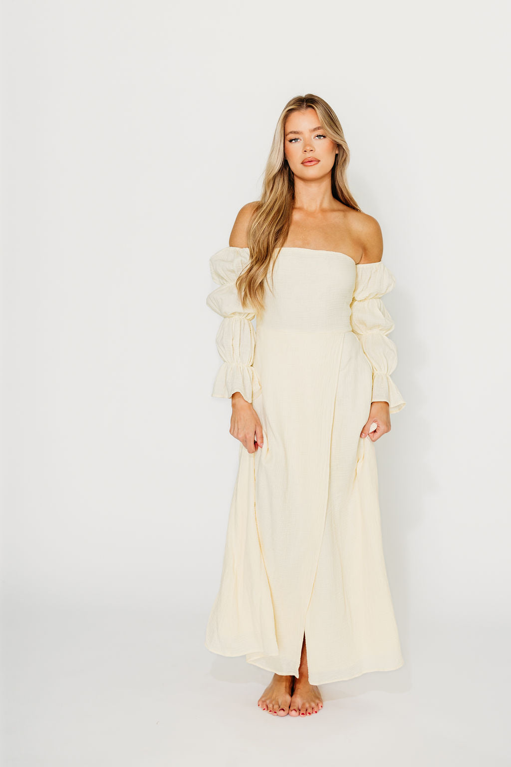 Haden Women's Maxi Dress in Cream - Flowy Long Summer Dress for Beach, Vacation & Casual Wear | Elegant & Comfortable