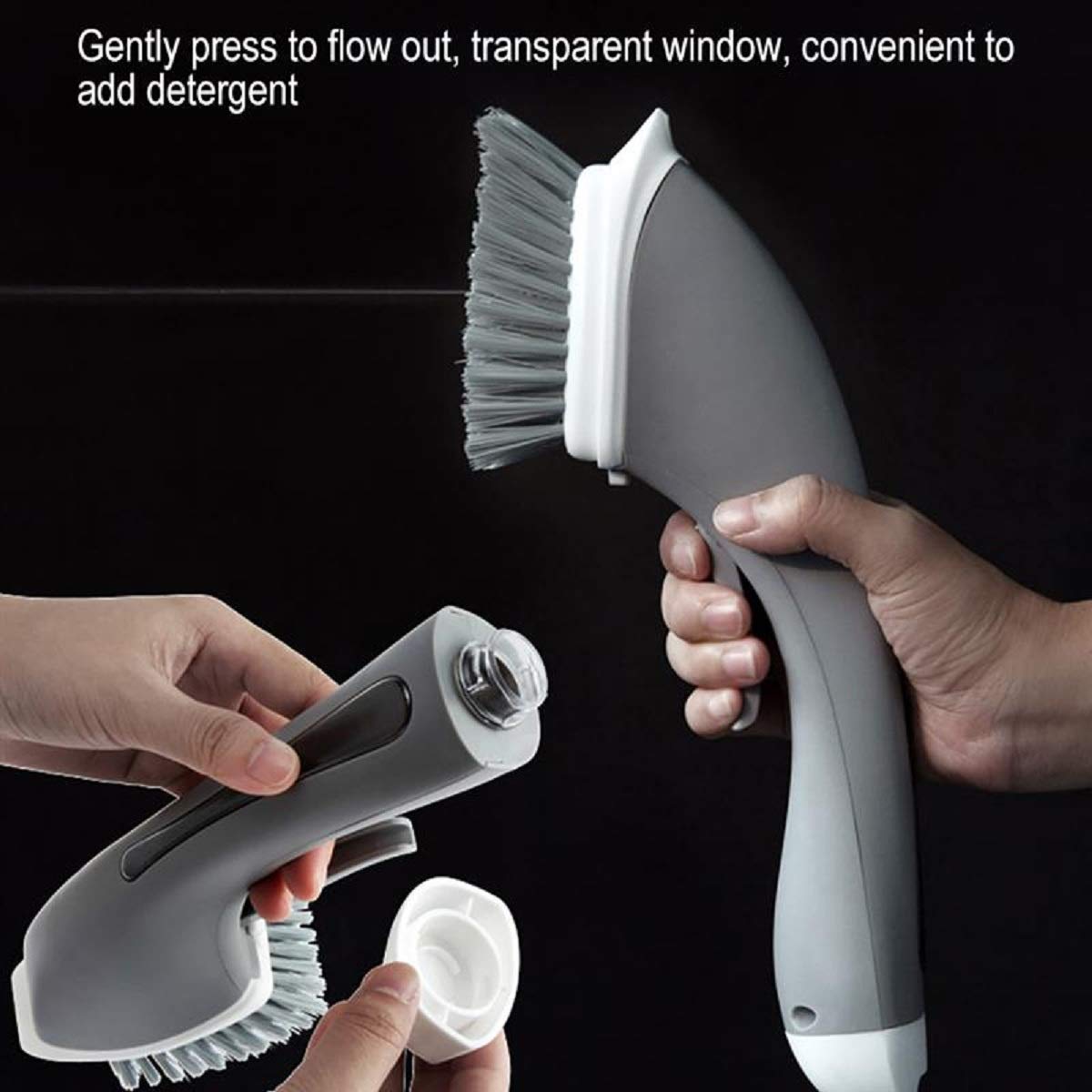 ELEOPTION Kitchen Sink Cleaning Brush with Soap Dispenser - Stainless Steel Pot Scrubber for Dishes, Stove, Tiles - Ergonomic Household Cleaning Brush (Green) - Perfect for Deep Cleaning Kitchen Sinks & Cookware