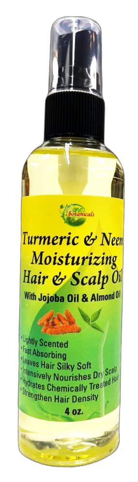 Organic Turmeric & Neem Hair Oil with Jojoba & Almond Oil - Scalp Treatment for Dry Hair, Dandruff Relief & Hair Growth - Perfect for Daily Moisturizing & Nighttime Hair Care Routine