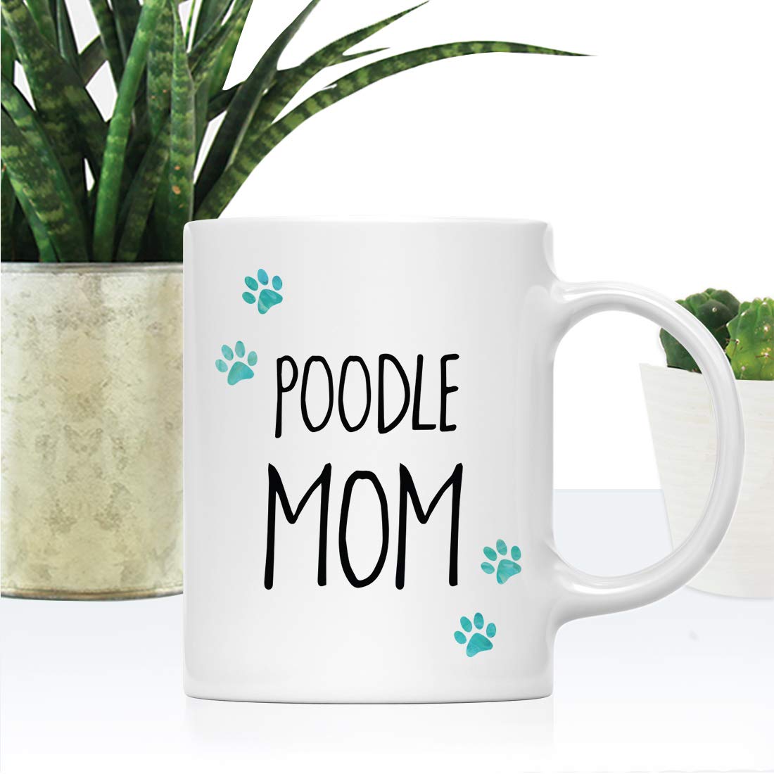 Funny Dog Mom Coffee Mug - 11oz Ceramic Cup with Poodle & Pawprint Design, Great Gift for Dog Lovers (Christmas, Birthday) - Includes Gift Box | Perfect for Coffee, Tea, Hot Chocolate at Home or Office
