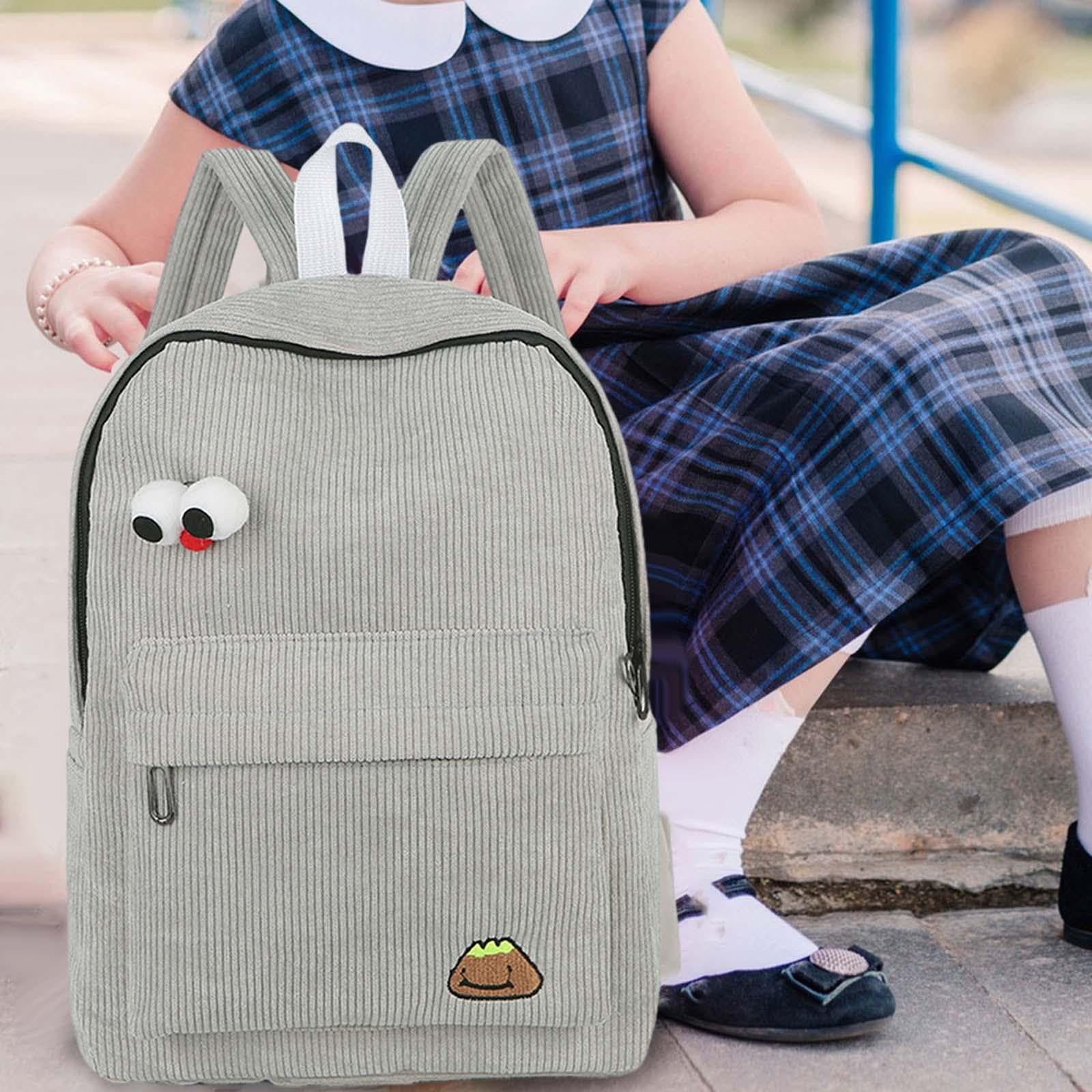 MYADDICTION Stylish Corduroy Backpack for Women & Men - Durable Small Shoulder Bag for Work, Hiking & Travel - Trendy Grey Unisex Backpack for Daily Commute, College & Outdoor Adventures