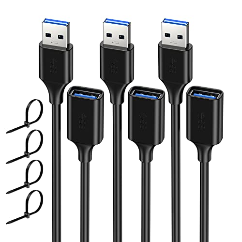 USB 3.0 Extension Cable (3 Pack) - 0.5FT A Male to Female for PC, Gaming & VR
