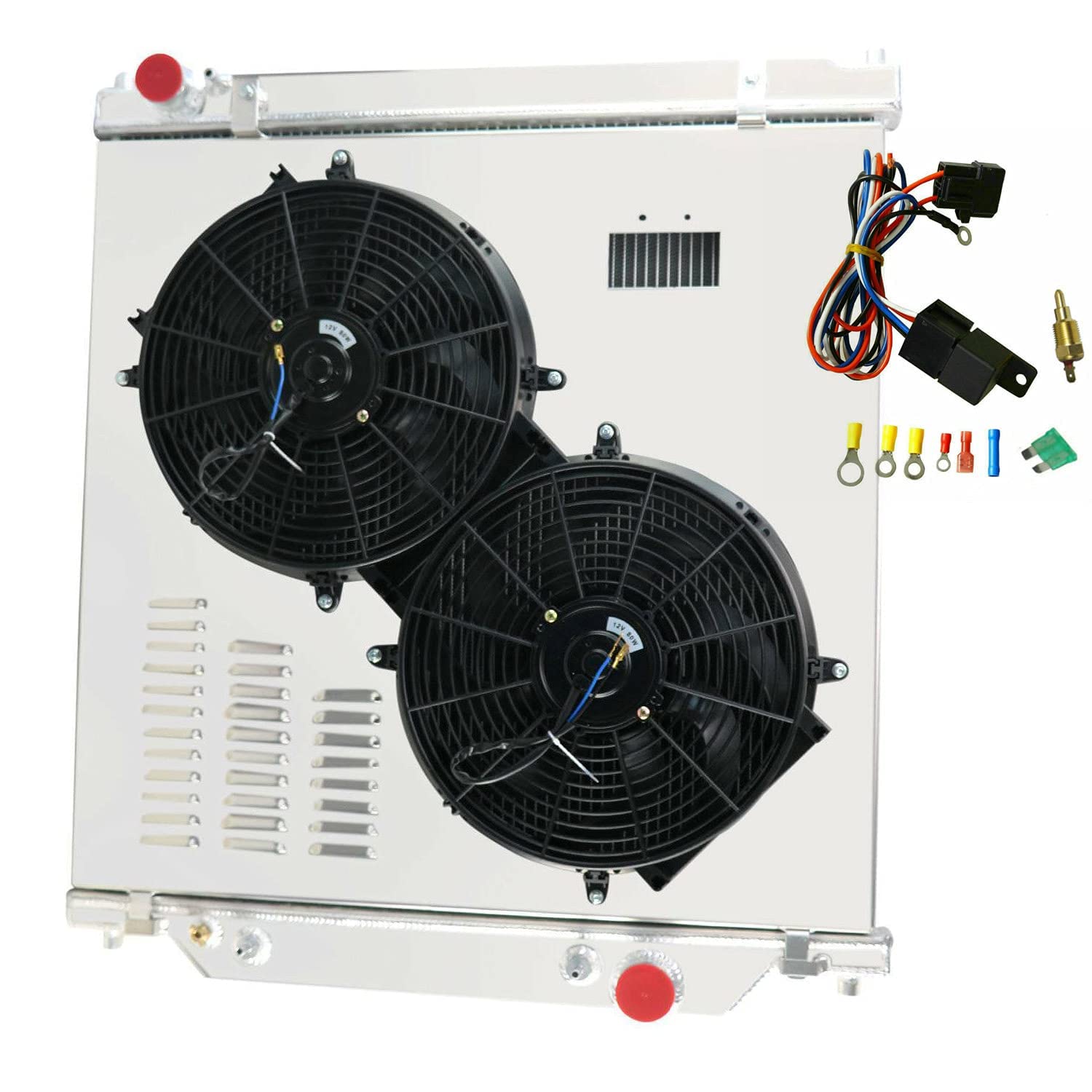 2003-2007 Ford F250 F350 F450 Super Duty Excursion 6.0L V8 Powerstroke Turbo Diesel Engine Aluminum Radiator with Shroud & Fan - Heavy Duty Cooling for Towing, Off-Road & Extreme Weather Conditions