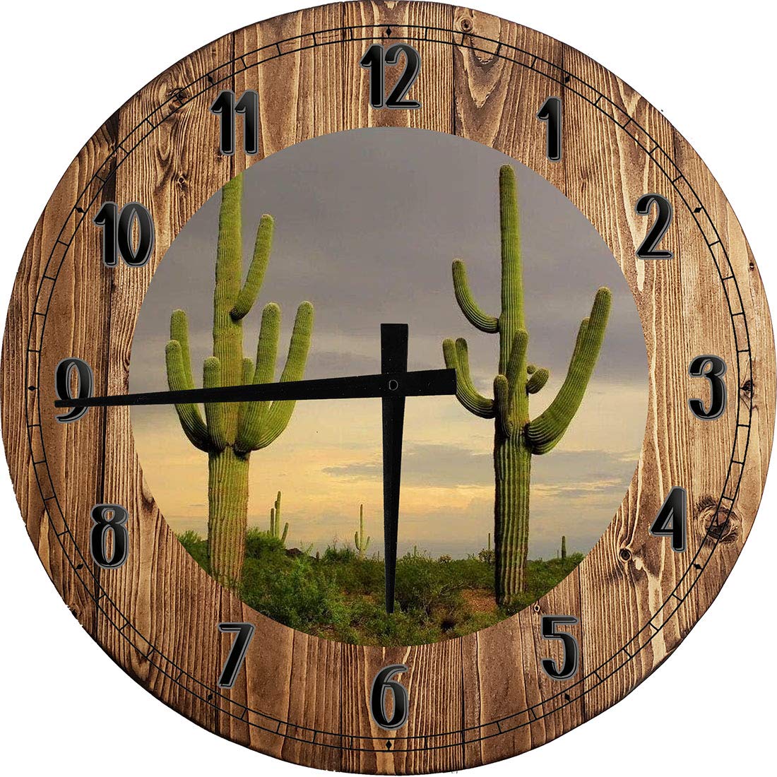 24 Inch Large Round Cactus Wall Clock - Battery Operated Desert Home Decor for Living Room, Bedroom & Office | Unique Cactus Wall Art for Southwestern Style Interiors