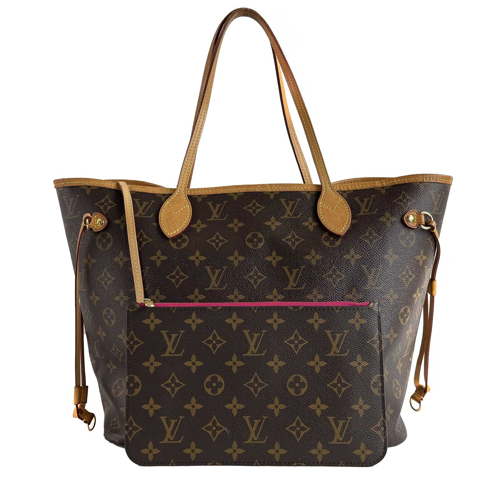 Authentic Louis Vuitton Neverfull MM Tote Bag - Brown Monogram Canvas with Full Kit | Luxury Designer Handbag for Women, Perfect for Work, Travel & Everyday Use