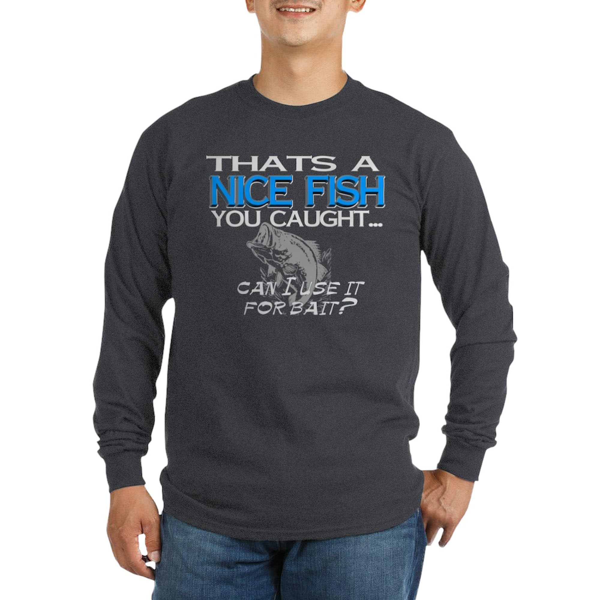 Nice Fish Graphic Long Sleeve Dark T-Shirt for Men - Comfortable Crewneck Casual Shirt for Fishing Enthusiasts & Outdoor Activities