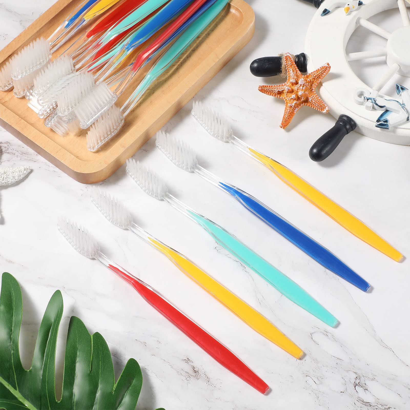 Disposable Toothbrushes 100 Pack - Individually Wrapped Travel Toothbrushes with Medium Soft Bristles for Adults & Kids | Portable Dental Care Essentials for Camping, Hotels, Airplanes & Emergency Kits (4 Colors)