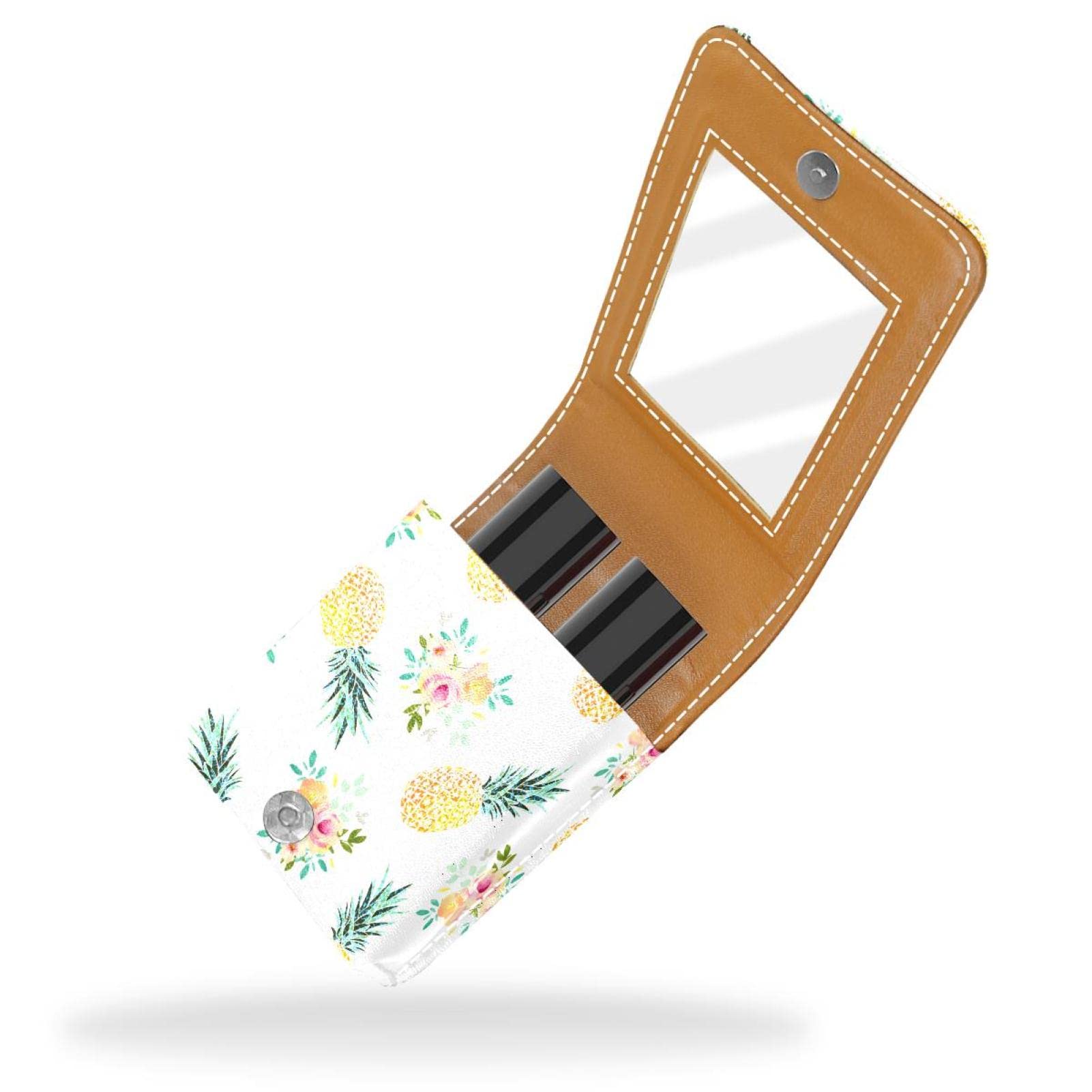 Personalized Lipstick Holder Case - Portable Makeup Bag & Cosmetic Pouch Organizer with Hawaiian Tropical Pineapple Design | Perfect for Travel, Beach Vacation & Everyday Makeup Storage
